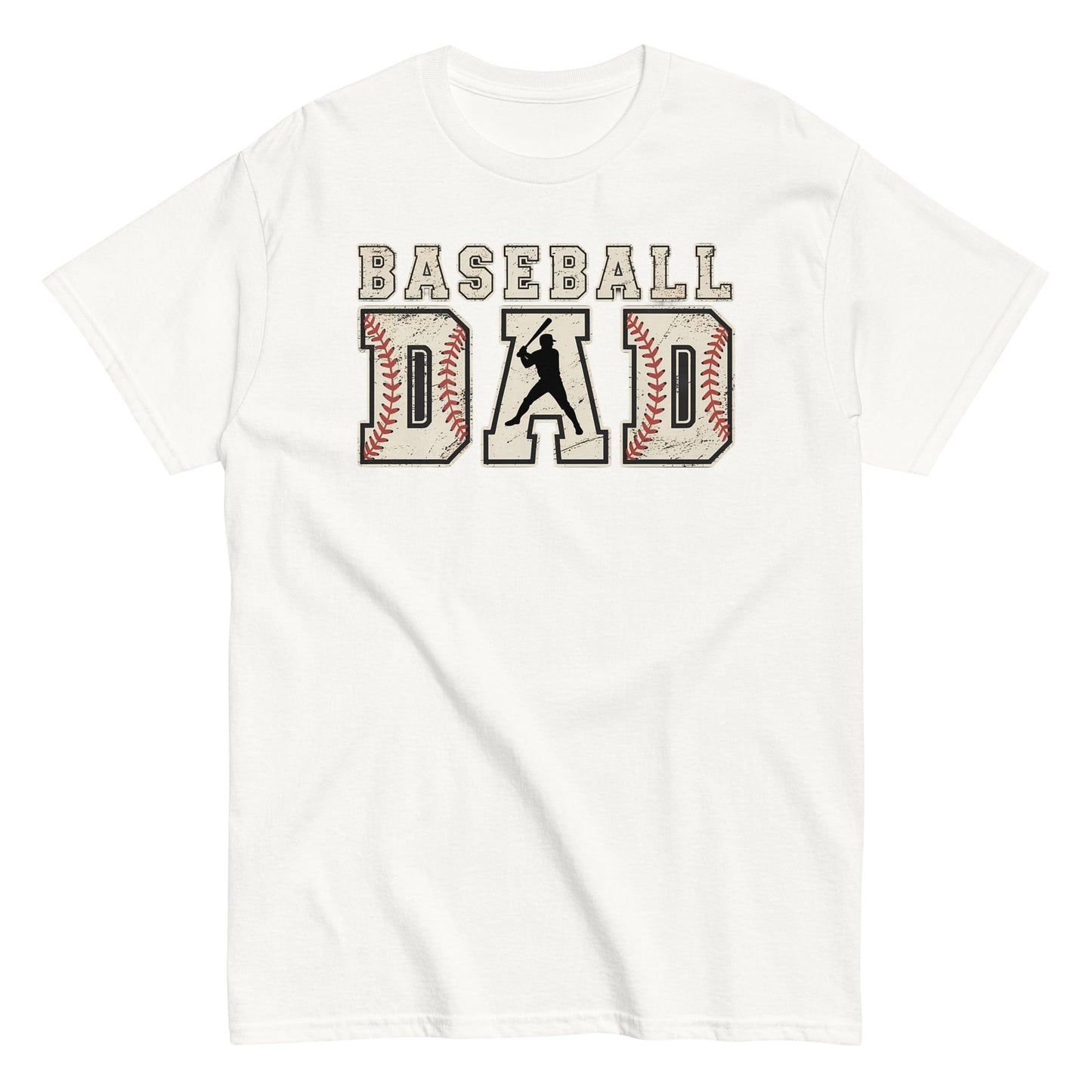 Baseball Dad Graphic T-Shirt – Vintage Baseball Stitch Design Tee White / S Spirit Gear Collective T-Shirt