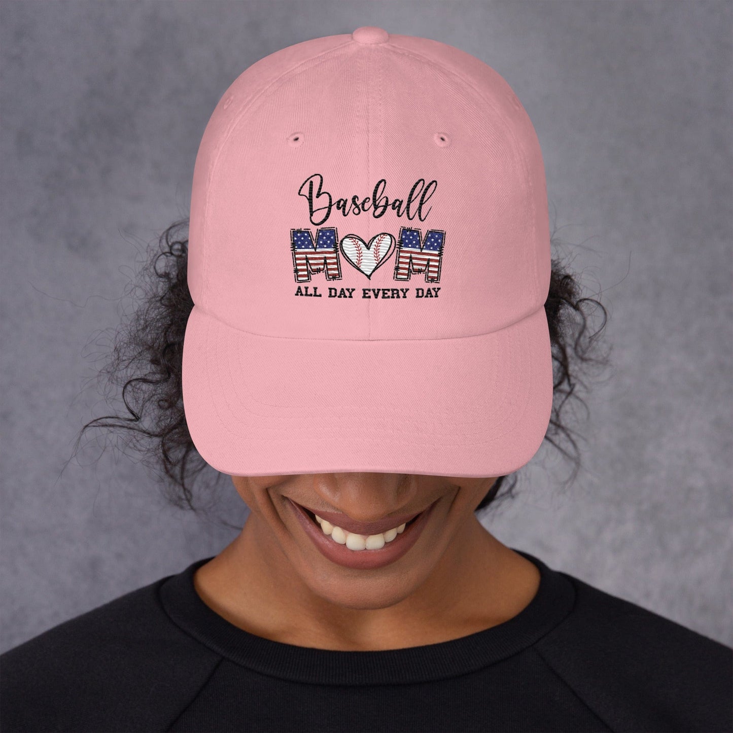 Baseball Mom - All Day Every Day - Embroidered Dad Hat Pink Spirit Gear Collective Hat