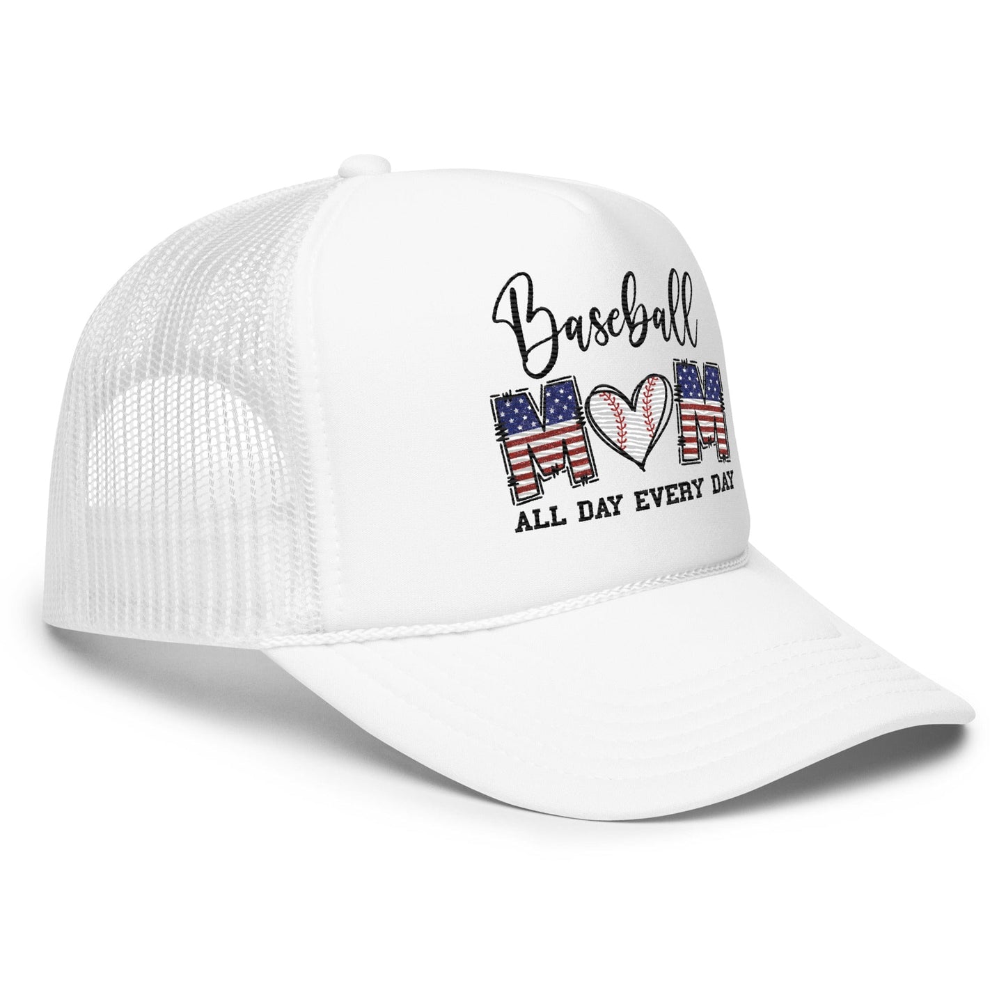 Baseball Mom - All Day Everyday - Embroidered Hat - Foam Trucker Hat Spirit Gear Collective Hat