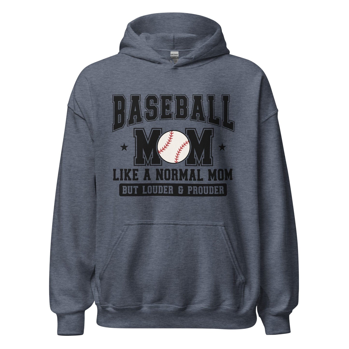 Baseball Mom Hoodie Like a Normal Mom But Louder and Prouder Heather Sport Dark Navy / S Spirit Gear Collective Hoodie