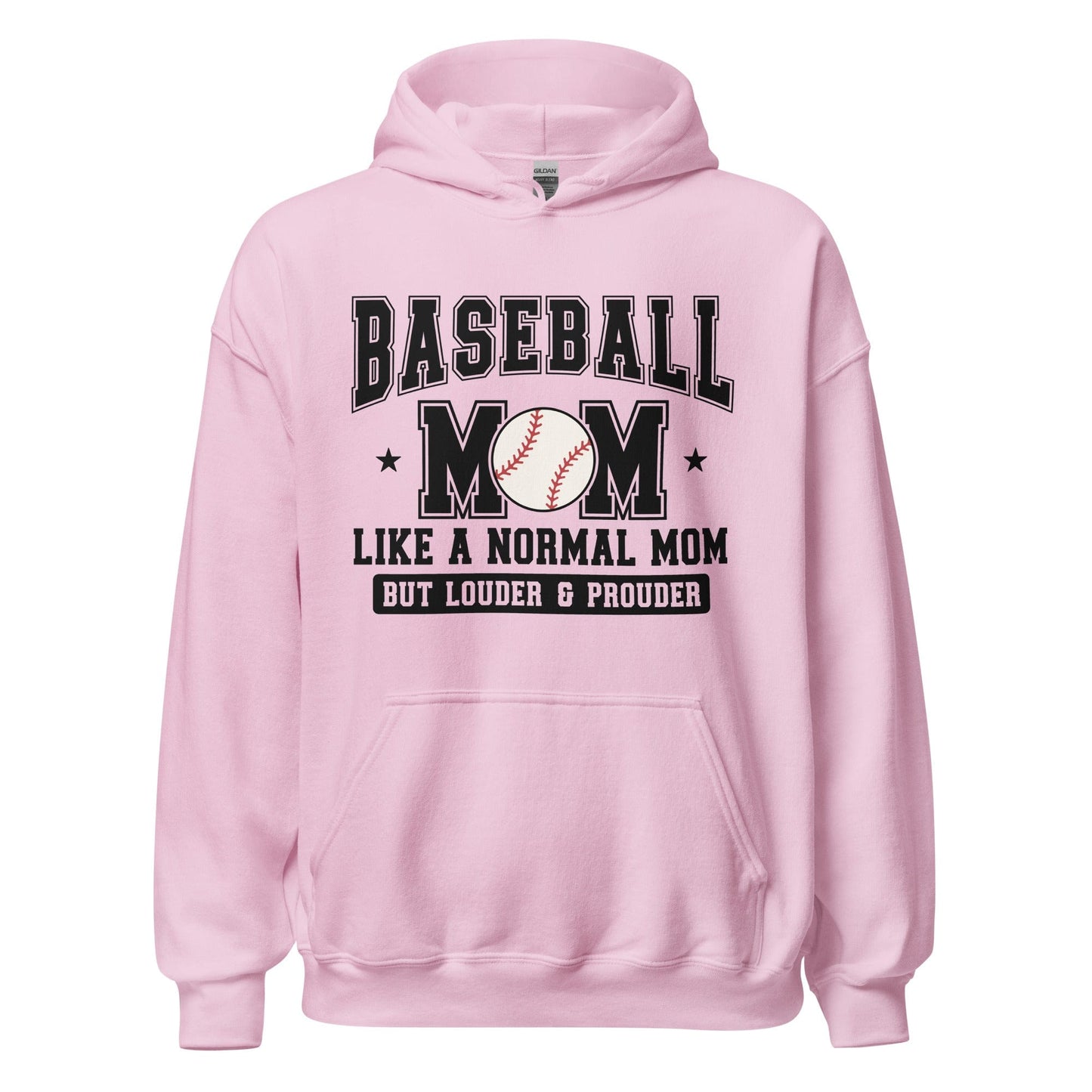 Baseball Mom Hoodie Like a Normal Mom But Louder and Prouder Light Pink / S Spirit Gear Collective Hoodie