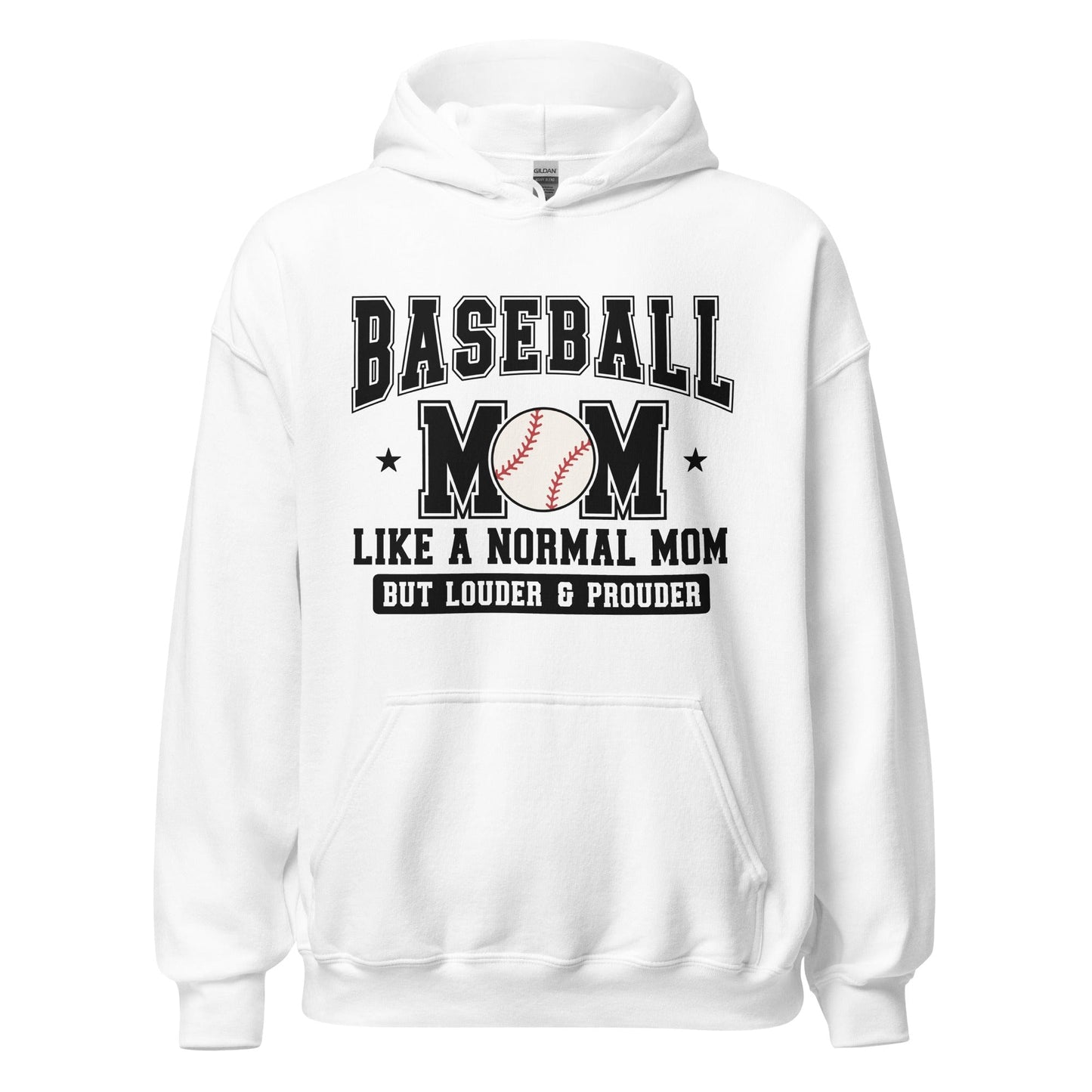 Baseball Mom Hoodie Like a Normal Mom But Louder and Prouder White / S Spirit Gear Collective Hoodie