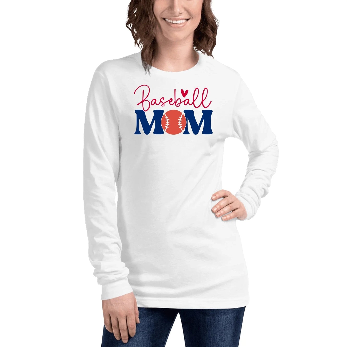 Baseball Mom Long Sleeve Shirt - Personalized Name & Jersey Number | Choose Front Graphic, Font & Color Spirit Gear Collective Custom Baseball Mom Long Sleeve Shirt