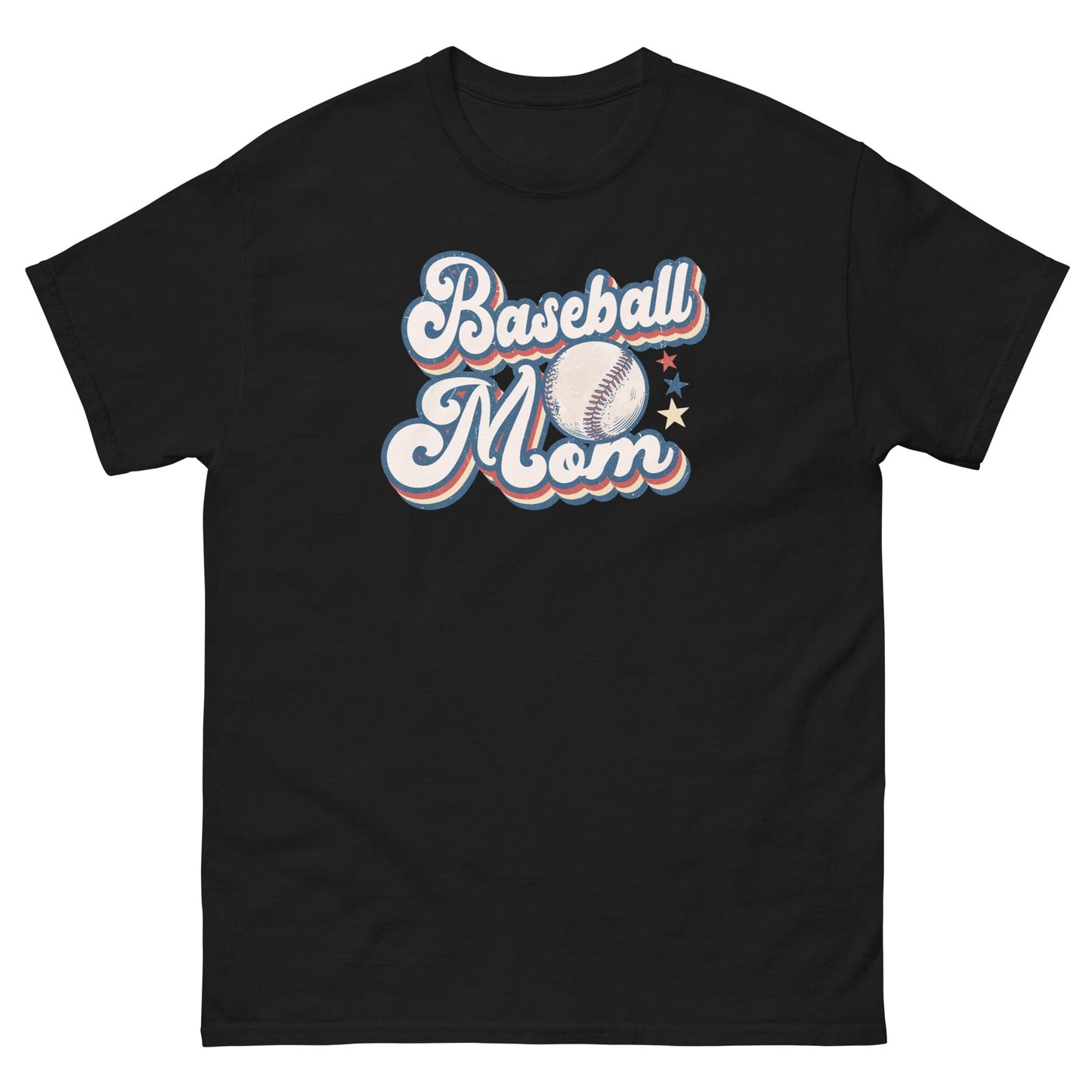 Baseball Mom Retro Shirt – Baseball & Stars Graphic Black / S Spirit Gear Collective T-Shirt