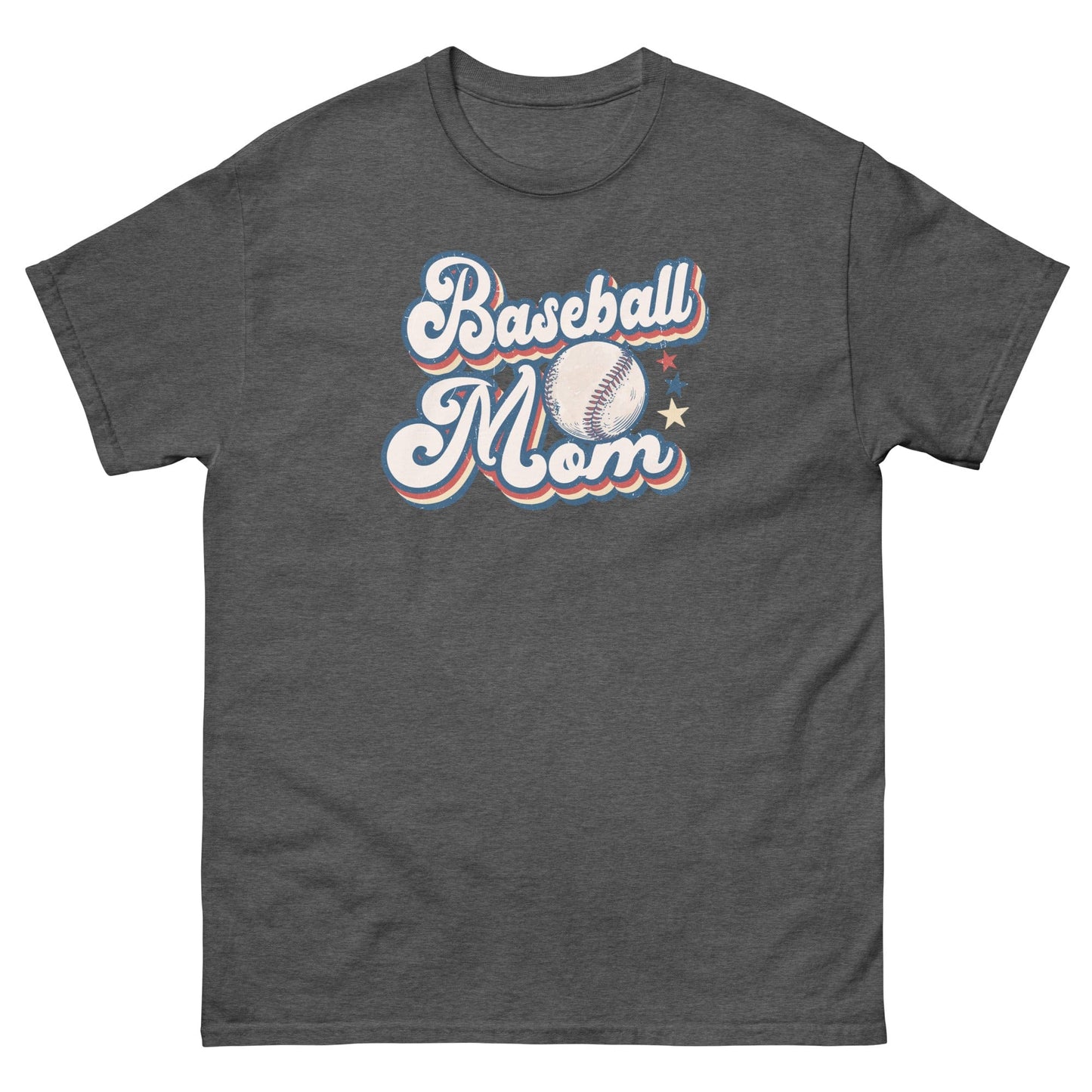 Baseball Mom Retro Shirt – Baseball & Stars Graphic Dark Heather / S Spirit Gear Collective T-Shirt