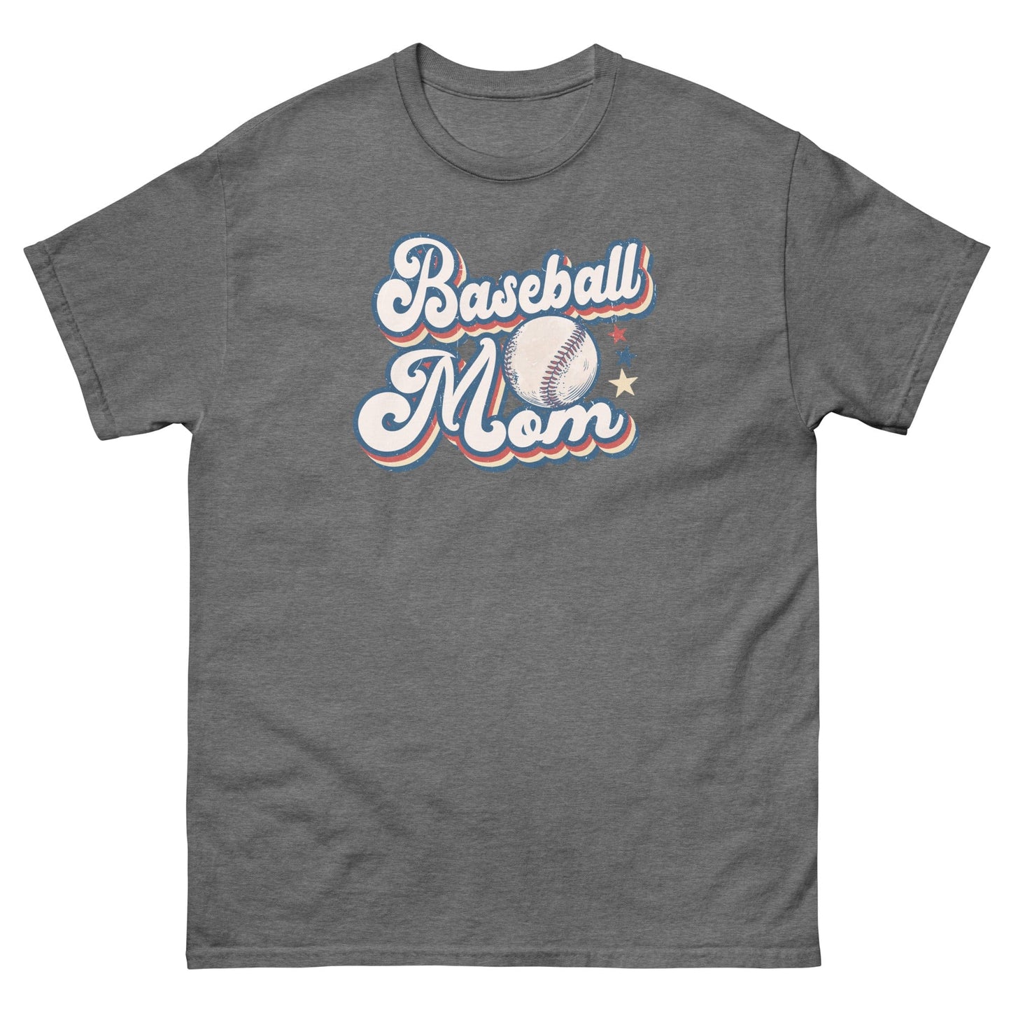 Baseball Mom Retro Shirt – Baseball & Stars Graphic Graphite Heather / S Spirit Gear Collective T-Shirt