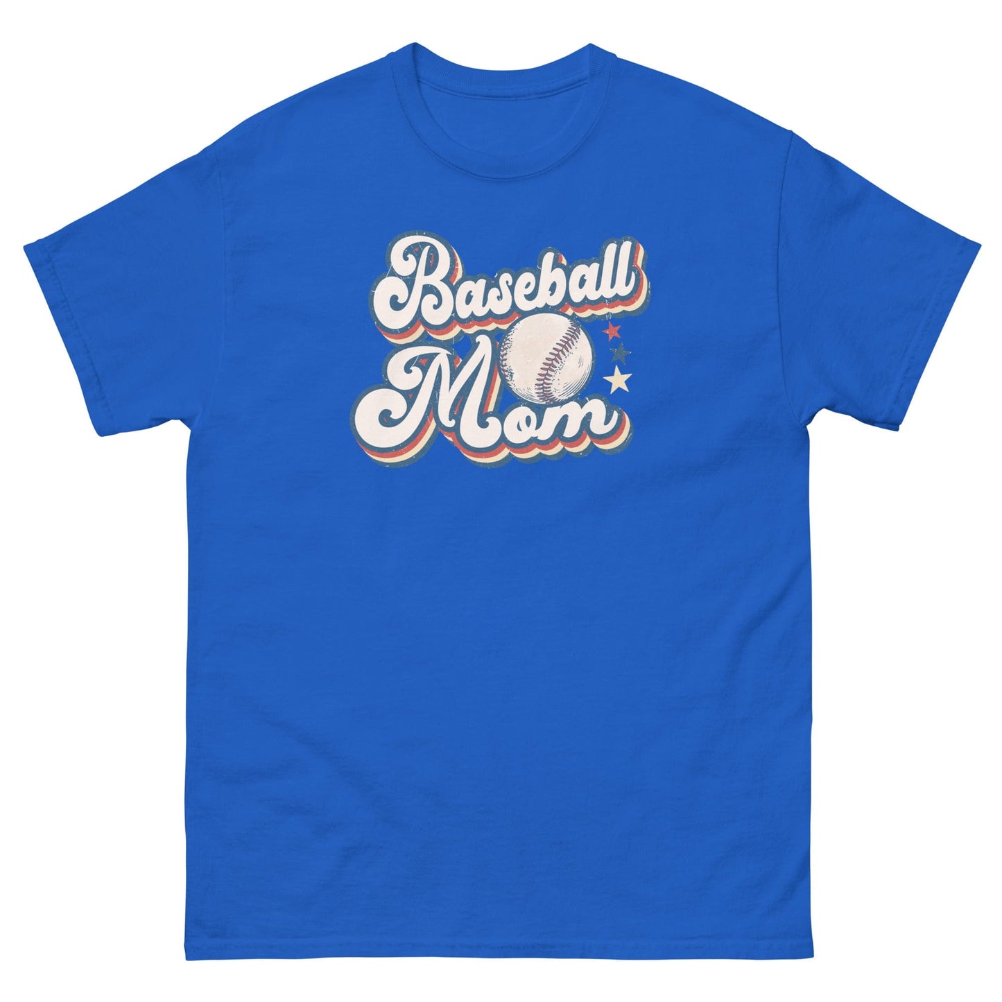 Baseball Mom Retro Shirt – Baseball & Stars Graphic Royal / S Spirit Gear Collective T-Shirt
