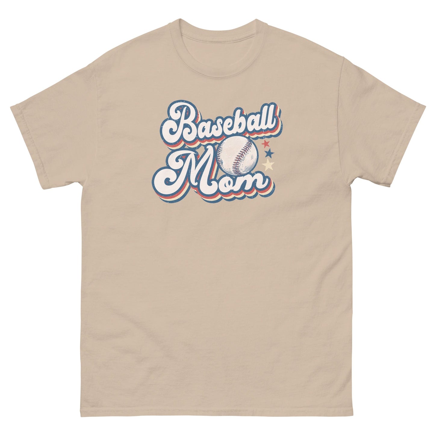 Baseball Mom Retro Shirt – Baseball & Stars Graphic Sand / S Spirit Gear Collective T-Shirt