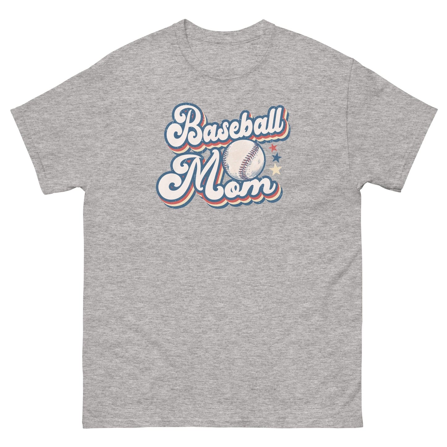 Baseball Mom Retro Shirt – Baseball & Stars Graphic Sport Grey / S Spirit Gear Collective T-Shirt