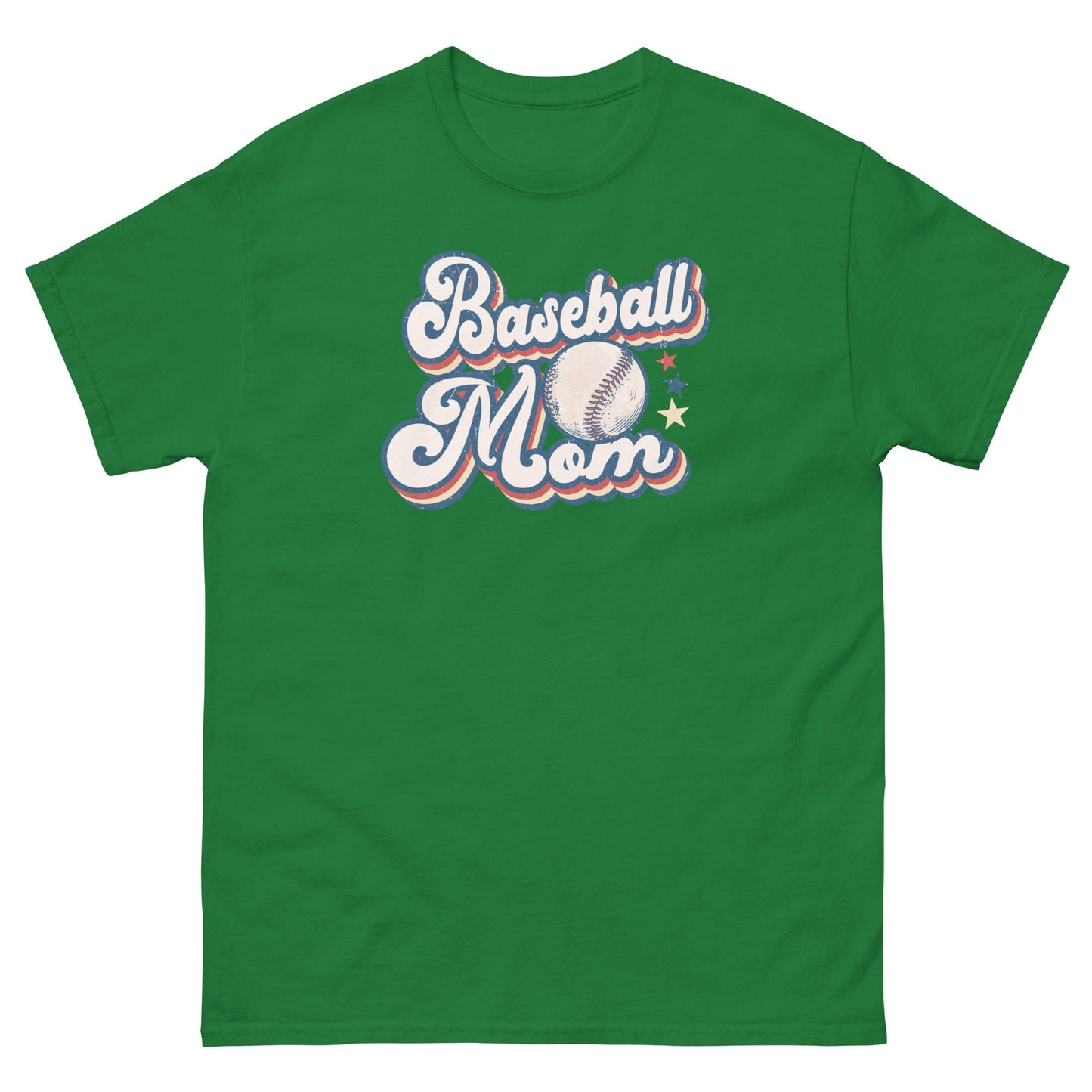 Baseball Mom Retro Shirt – Baseball & Stars Graphic Turf Green / S Spirit Gear Collective T-Shirt