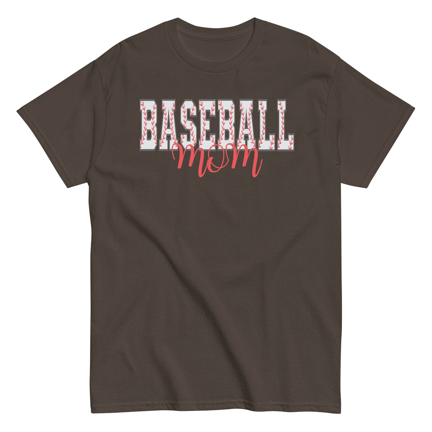Baseball Mom Shirt – Baseball Block Letter Design Dark Chocolate / S Spirit Gear Collective T-Shirt