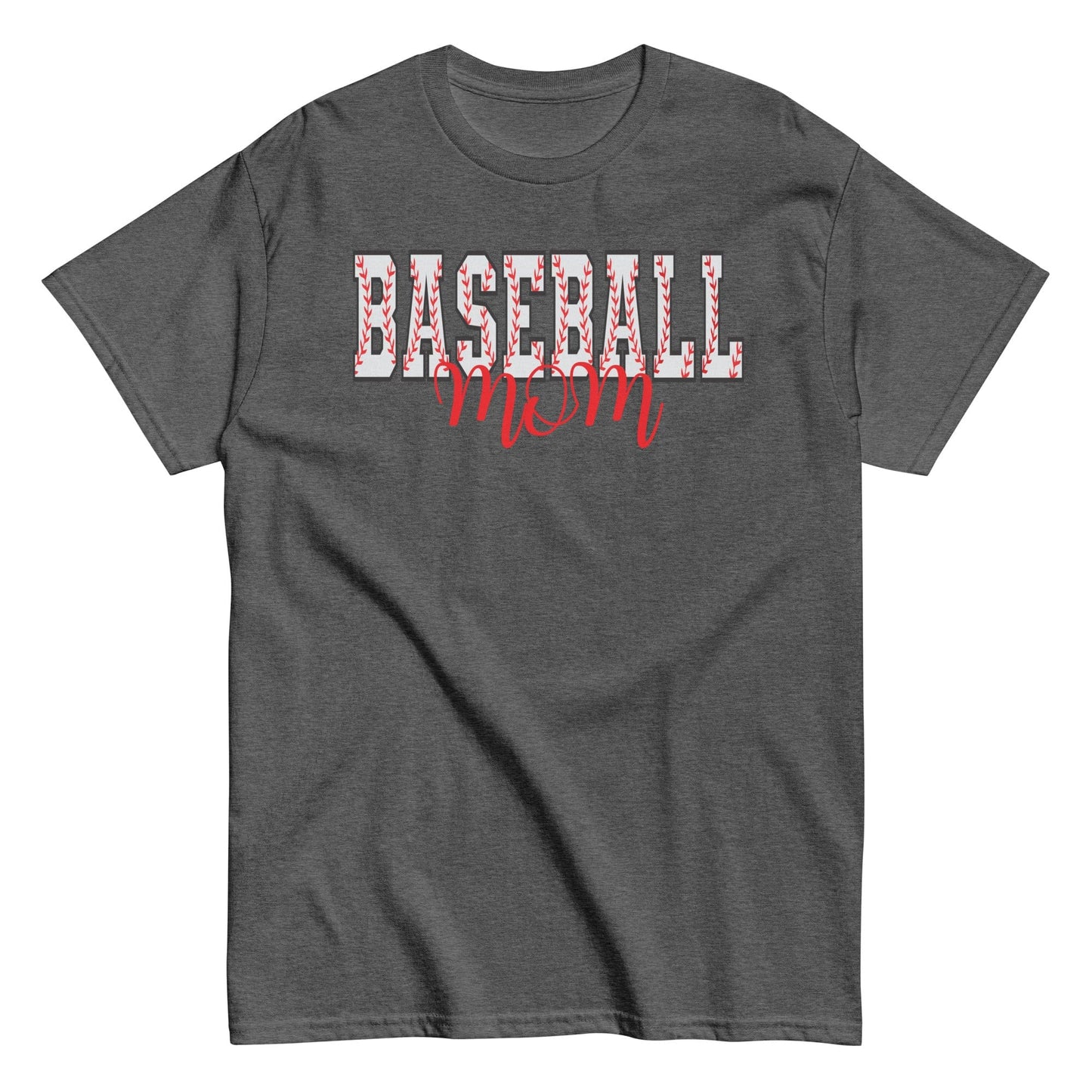 Baseball Mom Shirt – Baseball Block Letter Design Dark Heather / S Spirit Gear Collective T-Shirt