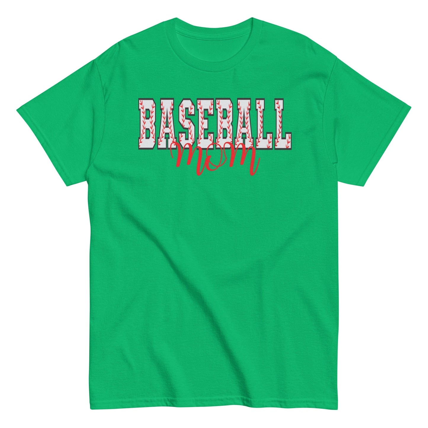 Baseball Mom Shirt – Baseball Block Letter Design Irish Green / S Spirit Gear Collective T-Shirt