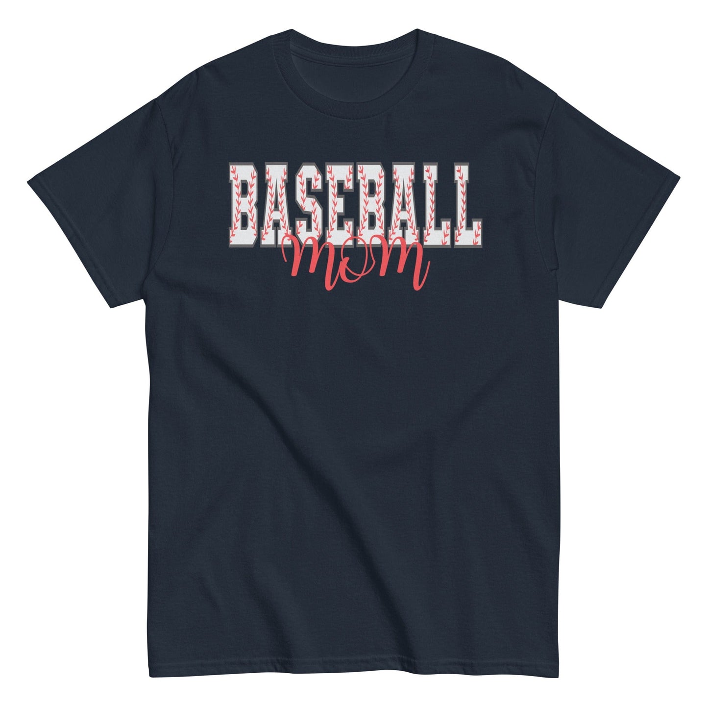 Baseball Mom Shirt – Baseball Block Letter Design Navy / S Spirit Gear Collective T-Shirt