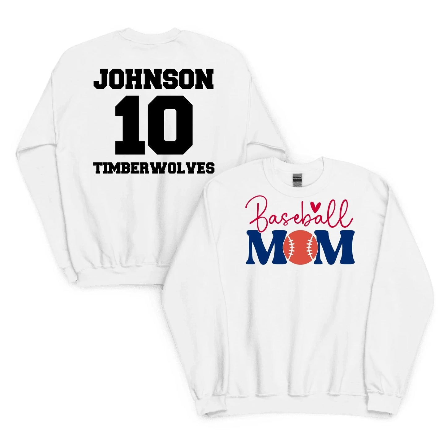 Baseball Mom Sweatshirt Custom Baseball Mom Sweatshirt / White / 2XL Spirit Gear Collective Custom Baseball Mom Sweatshirt