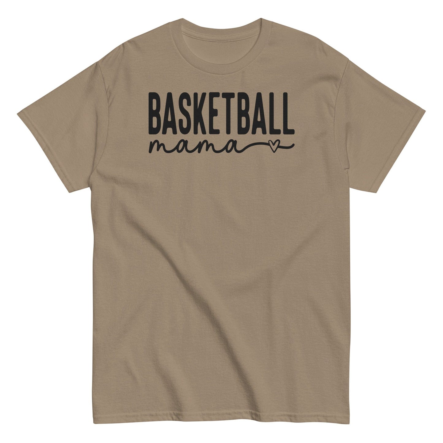 Basketball Mama Shirt with Heart - Black Text Brown Savana / S Spirit Gear Collective T-Shirt