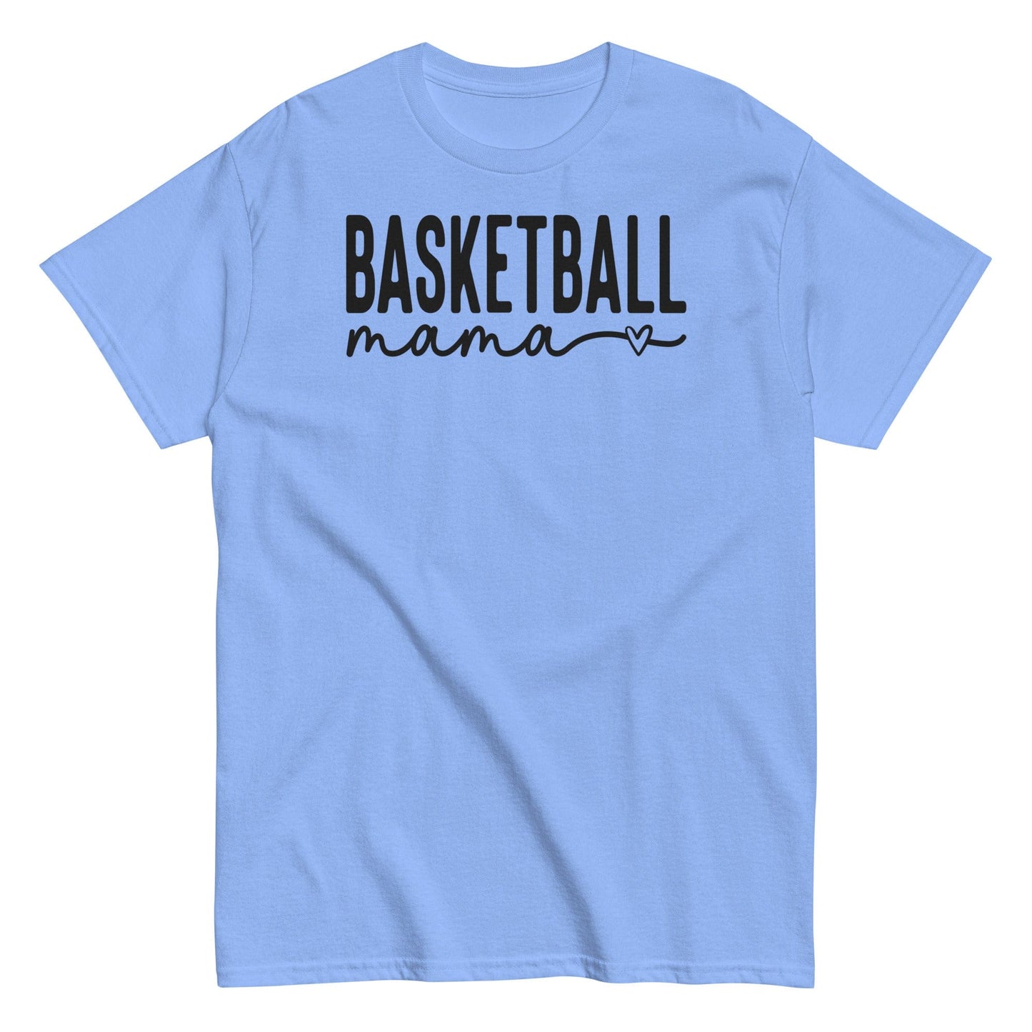 Basketball Mama Shirt with Heart - Black Text Carolina Blue / S Spirit Gear Collective T-Shirt
