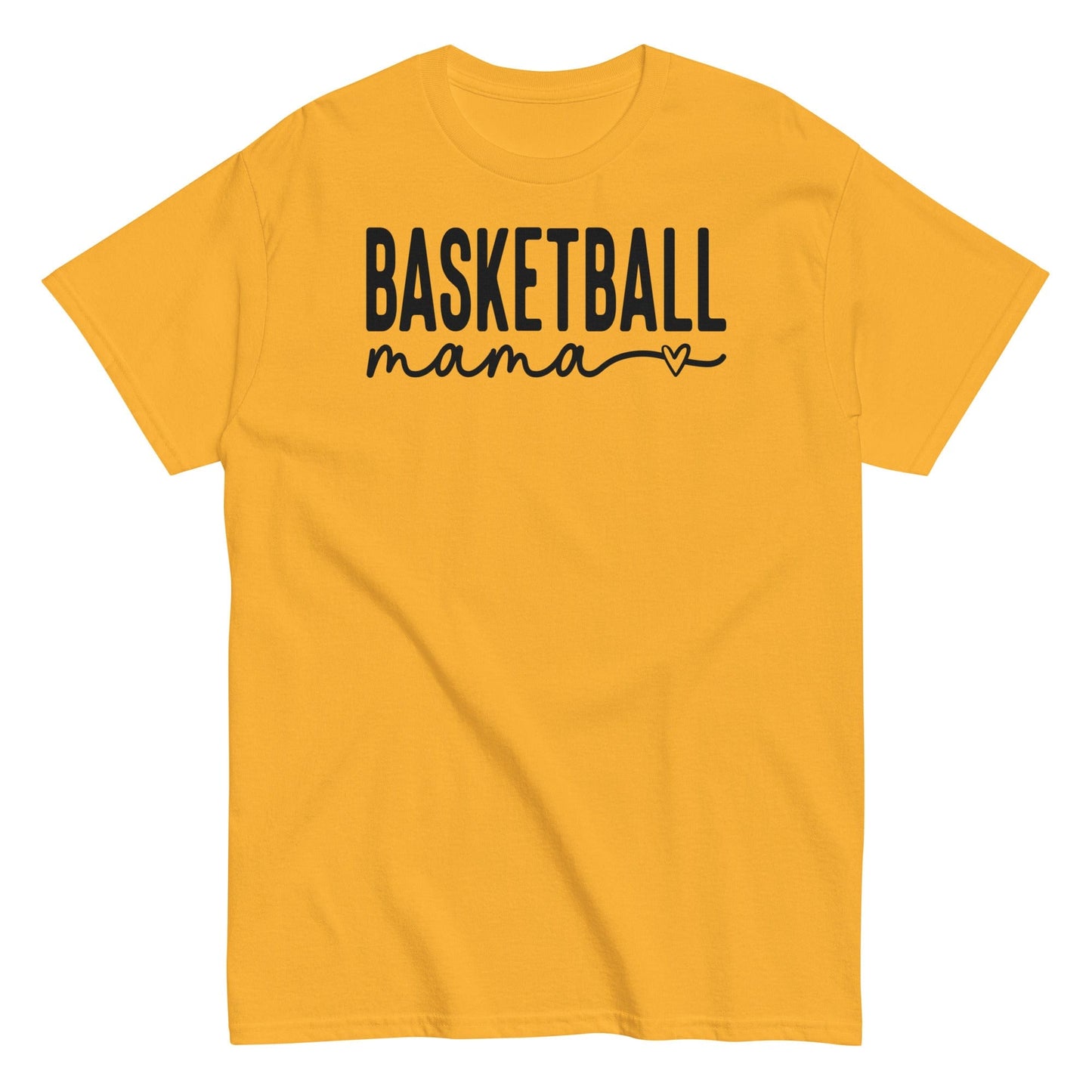Basketball Mama Shirt with Heart - Black Text Gold / S Spirit Gear Collective T-Shirt