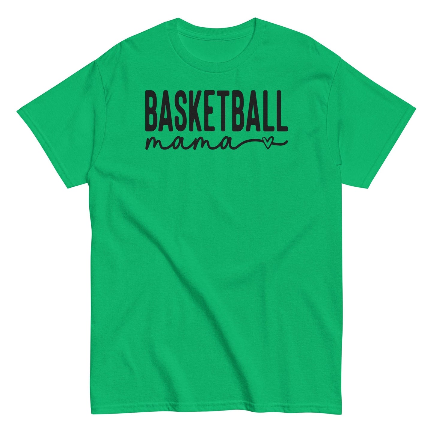 Basketball Mama Shirt with Heart - Black Text Irish Green / S Spirit Gear Collective T-Shirt