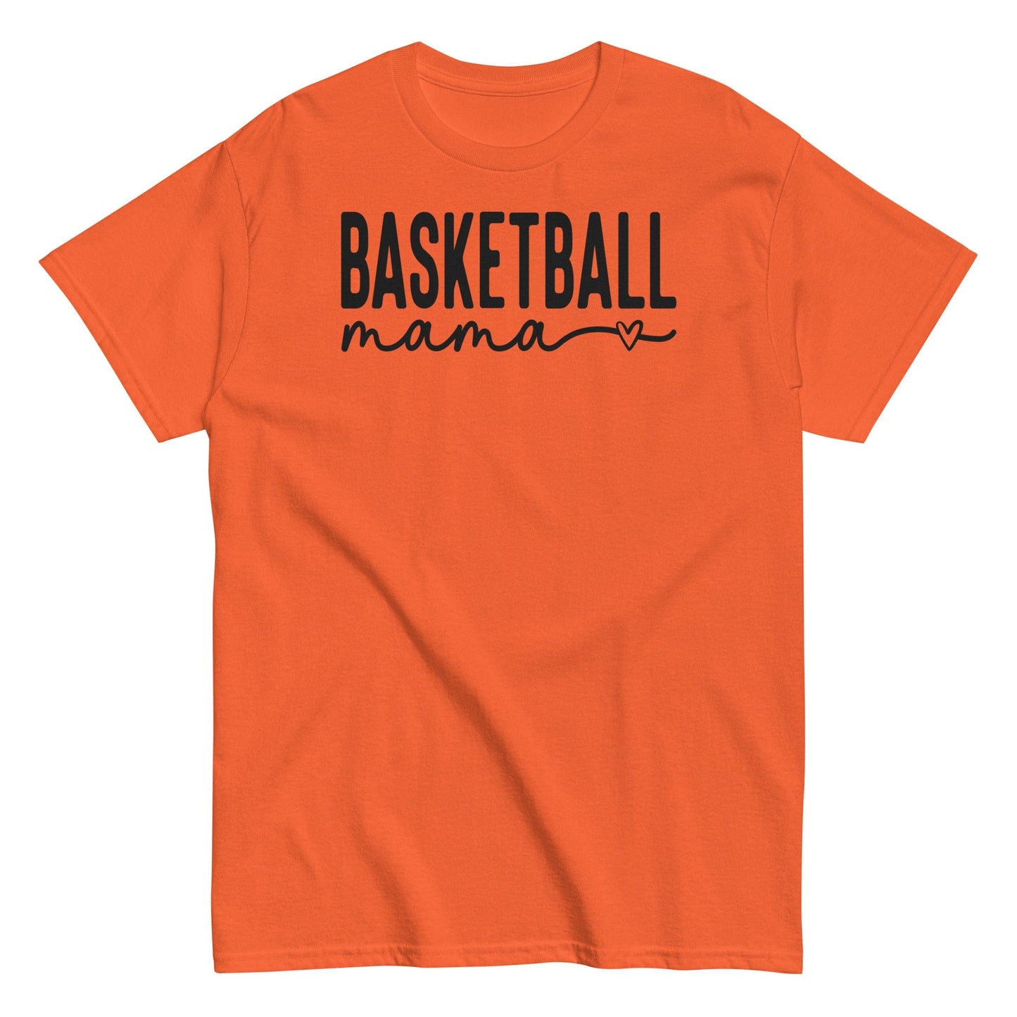Basketball Mama Shirt with Heart - Black Text Orange / S Spirit Gear Collective T-Shirt