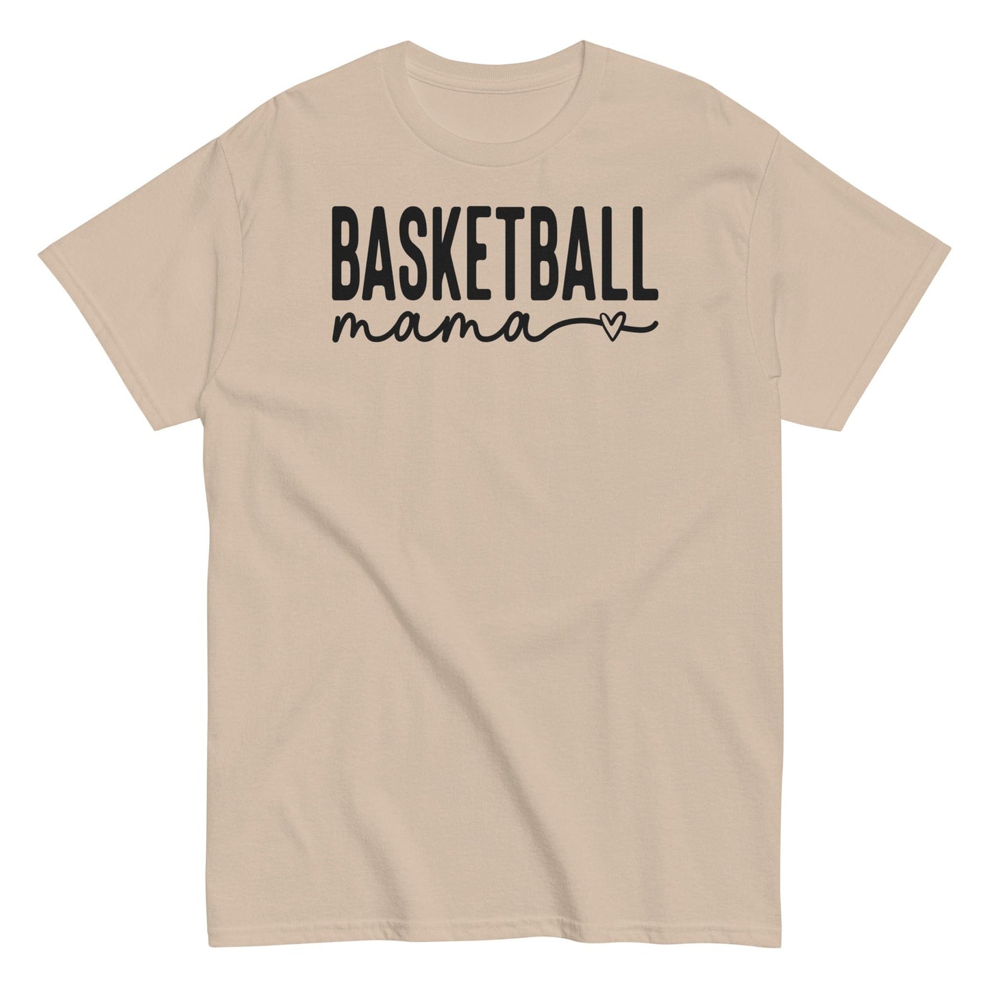 Basketball Mama Shirt with Heart - Black Text Sand / S Spirit Gear Collective T-Shirt