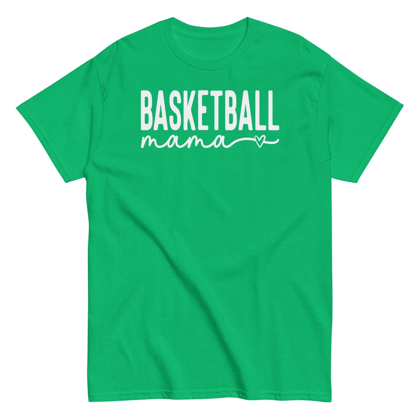 Basketball Mama Shirt with Heart - White Text Irish Green / S Spirit Gear Collective T-Shirt