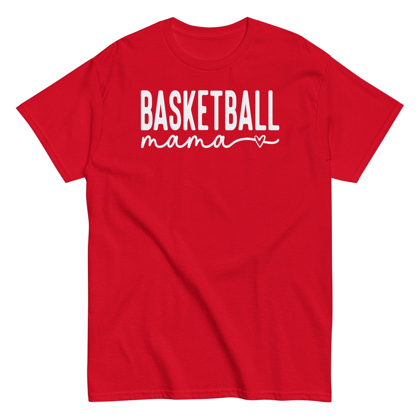 Basketball Mama Shirt with Heart - White Text Red / S Spirit Gear Collective T-Shirt