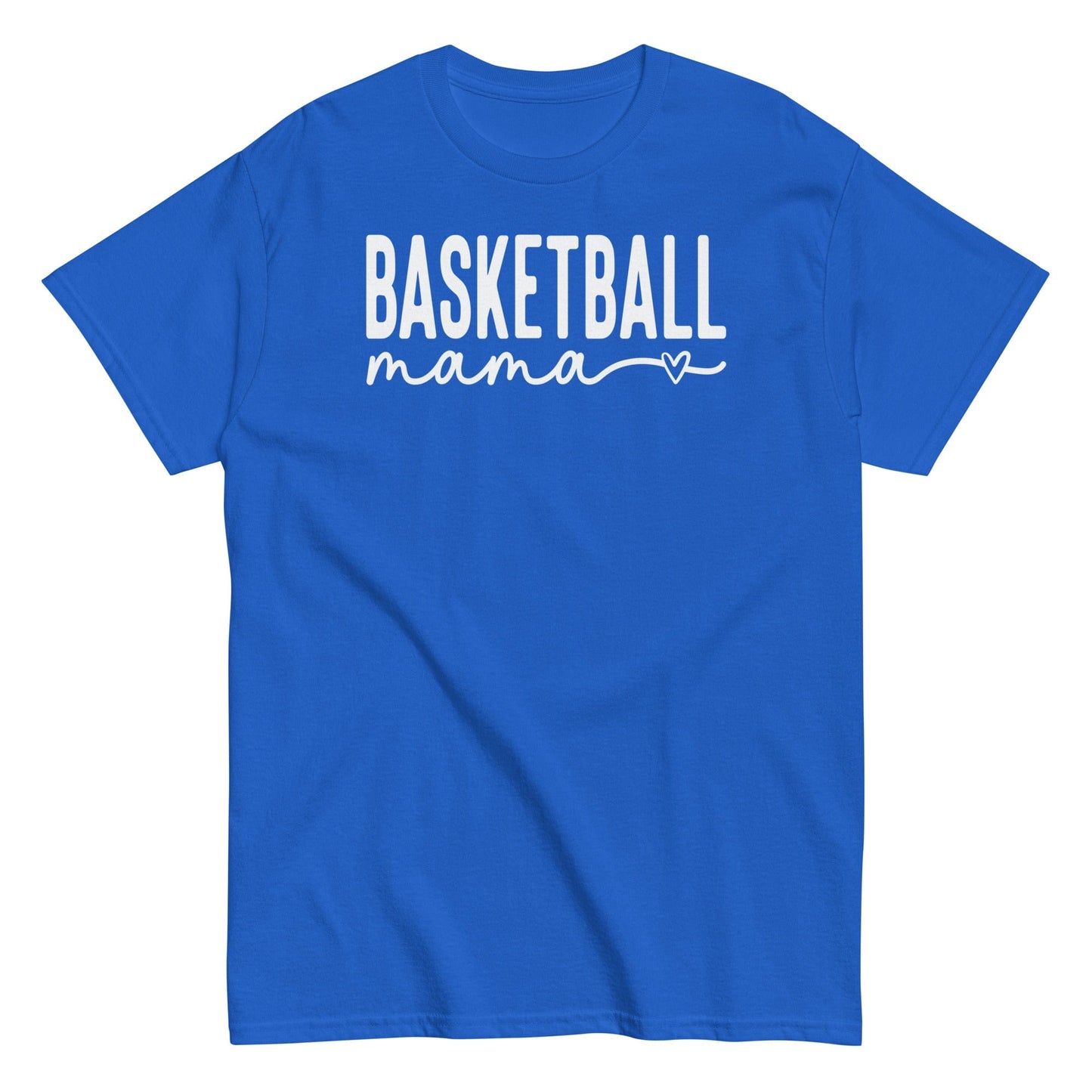 Basketball Mama Shirt with Heart - White Text Royal / S Spirit Gear Collective T-Shirt
