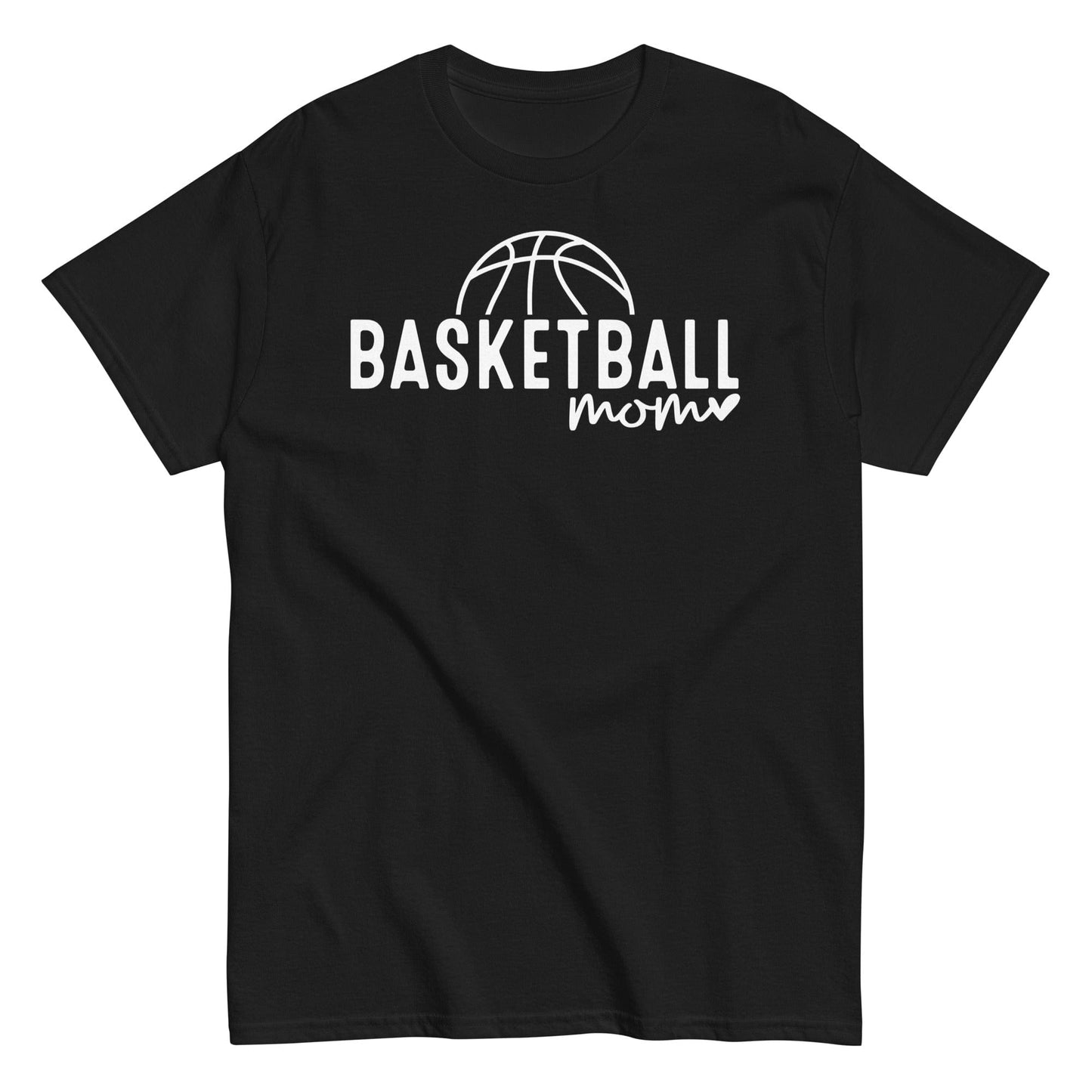 Basketball Mom Hoodie with Basketball and Heart - White Text Black / S Spirit Gear Collective