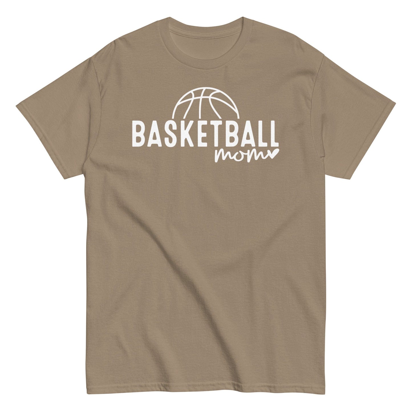 Basketball Mom Hoodie with Basketball and Heart - White Text Brown Savana / S Spirit Gear Collective