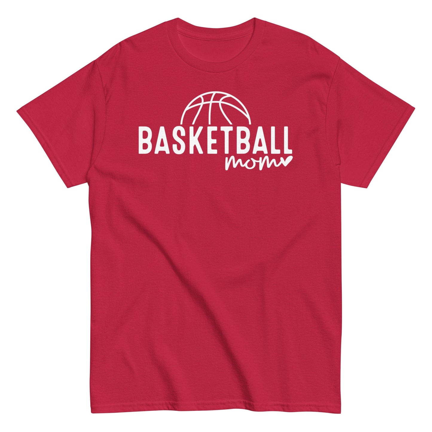Basketball Mom Hoodie with Basketball and Heart - White Text Cardinal / S Spirit Gear Collective