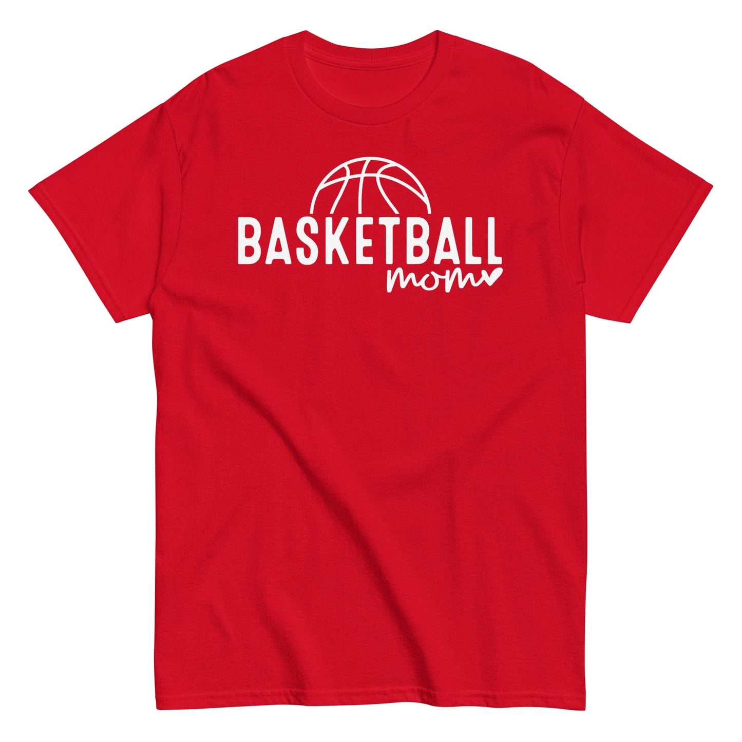 Basketball Mom Hoodie with Basketball and Heart - White Text Red / S Spirit Gear Collective