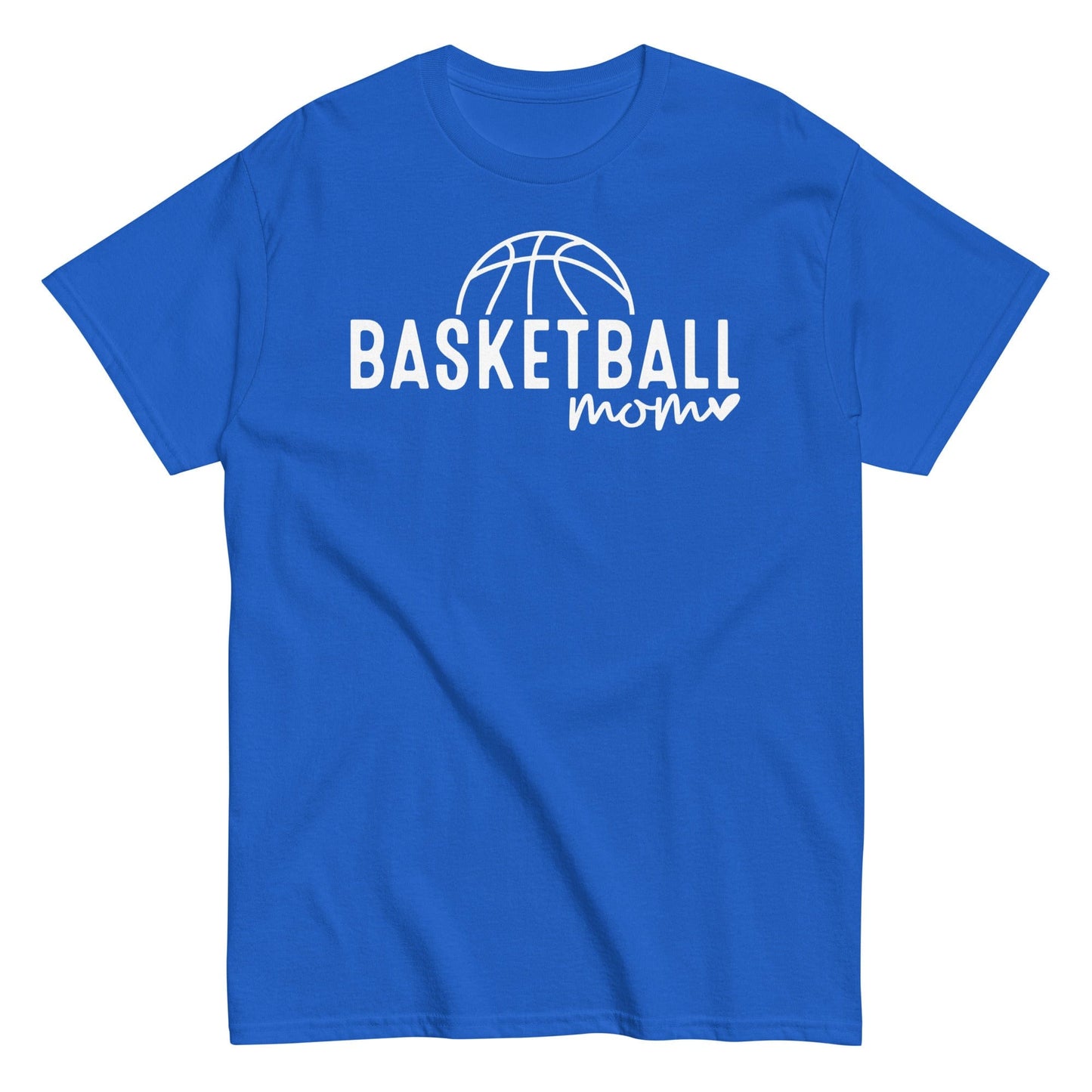 Basketball Mom Hoodie with Basketball and Heart - White Text Royal / S Spirit Gear Collective