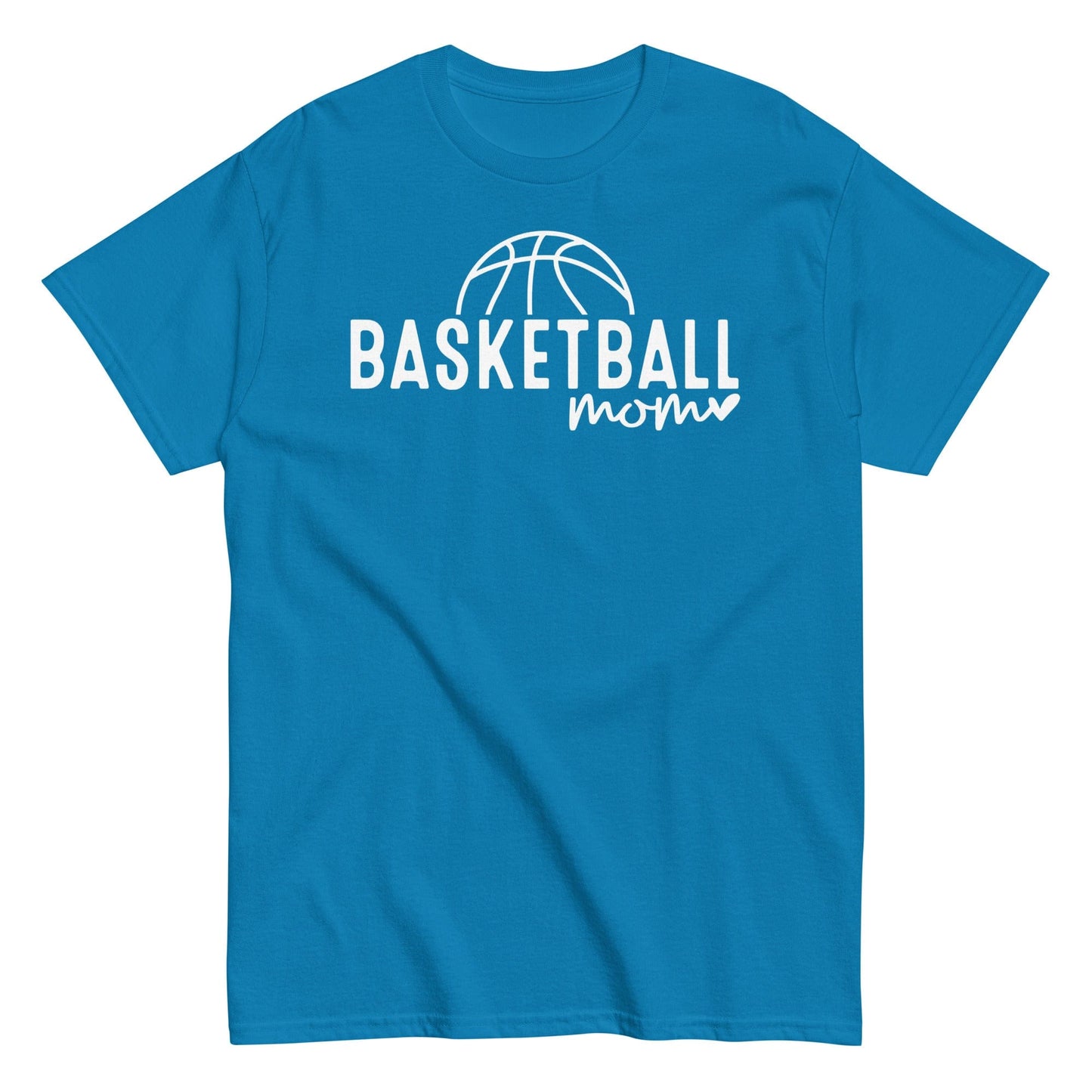 Basketball Mom Hoodie with Basketball and Heart - White Text Sapphire / S Spirit Gear Collective