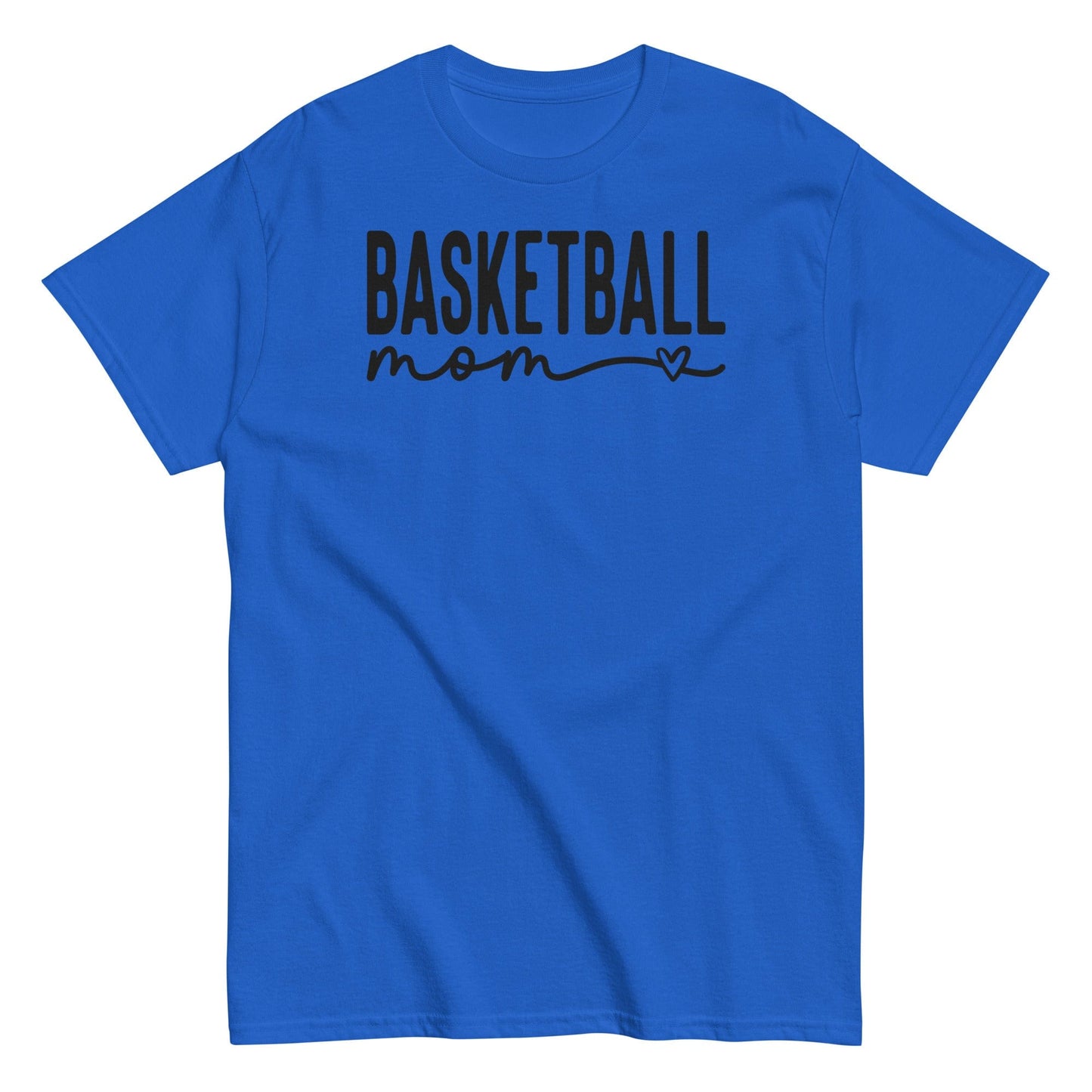Basketball Mom Shirt with Heart - Black Text Royal / S Spirit Gear Collective T-Shirt