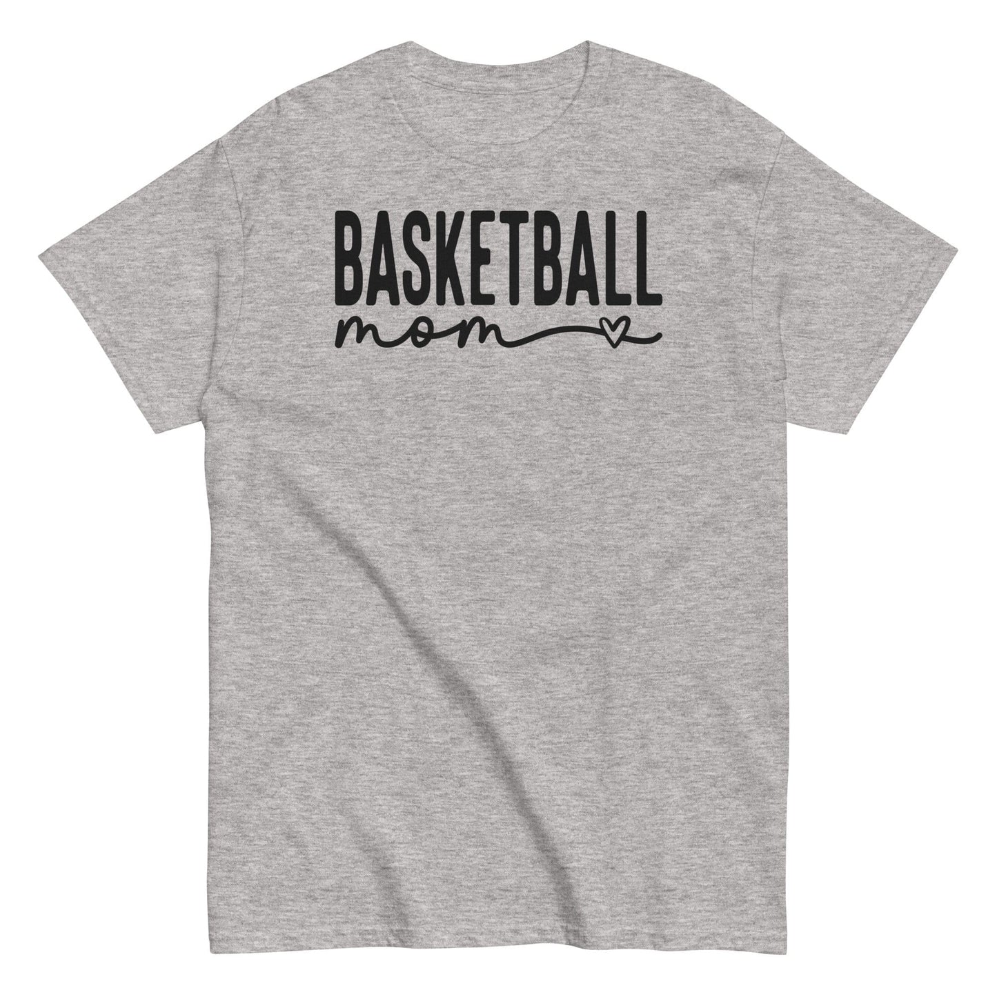 Basketball Mom Shirt with Heart - Black Text Sport Grey / S Spirit Gear Collective T-Shirt