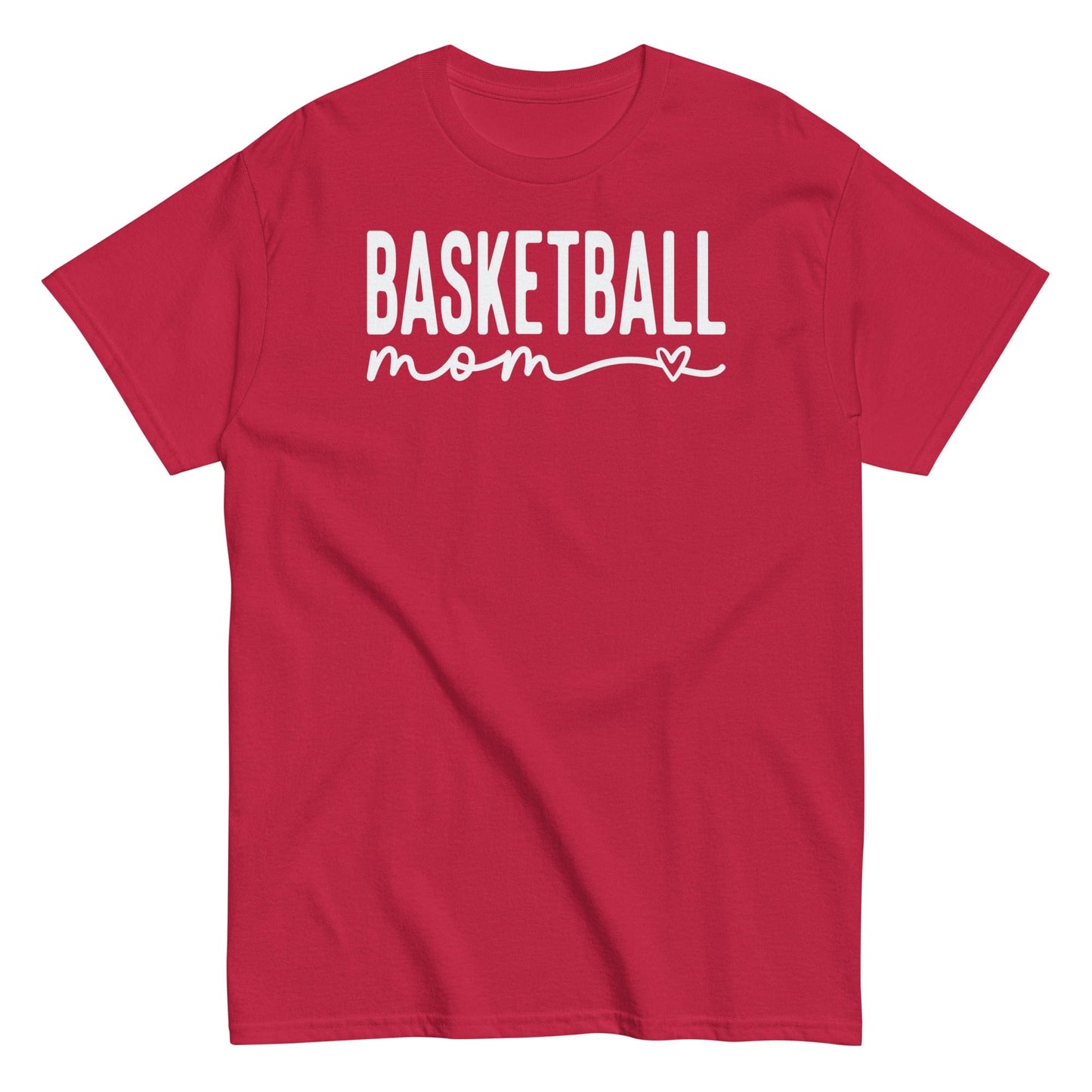 Basketball Mom Shirt with Heart - White Text Cardinal / S Spirit Gear Collective T-Shirt