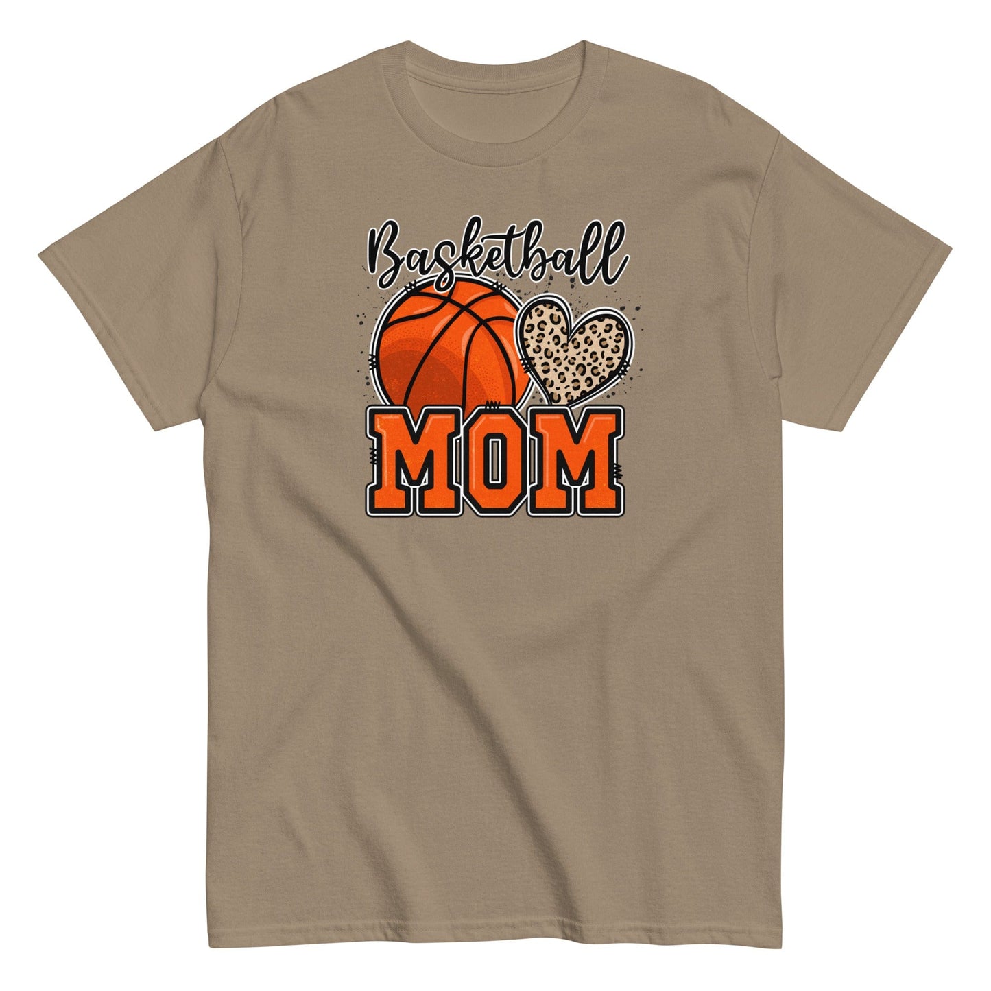 Basketball Mom Shirt with Leopard Heart Brown Savana / S Spirit Gear Collective T-Shirt