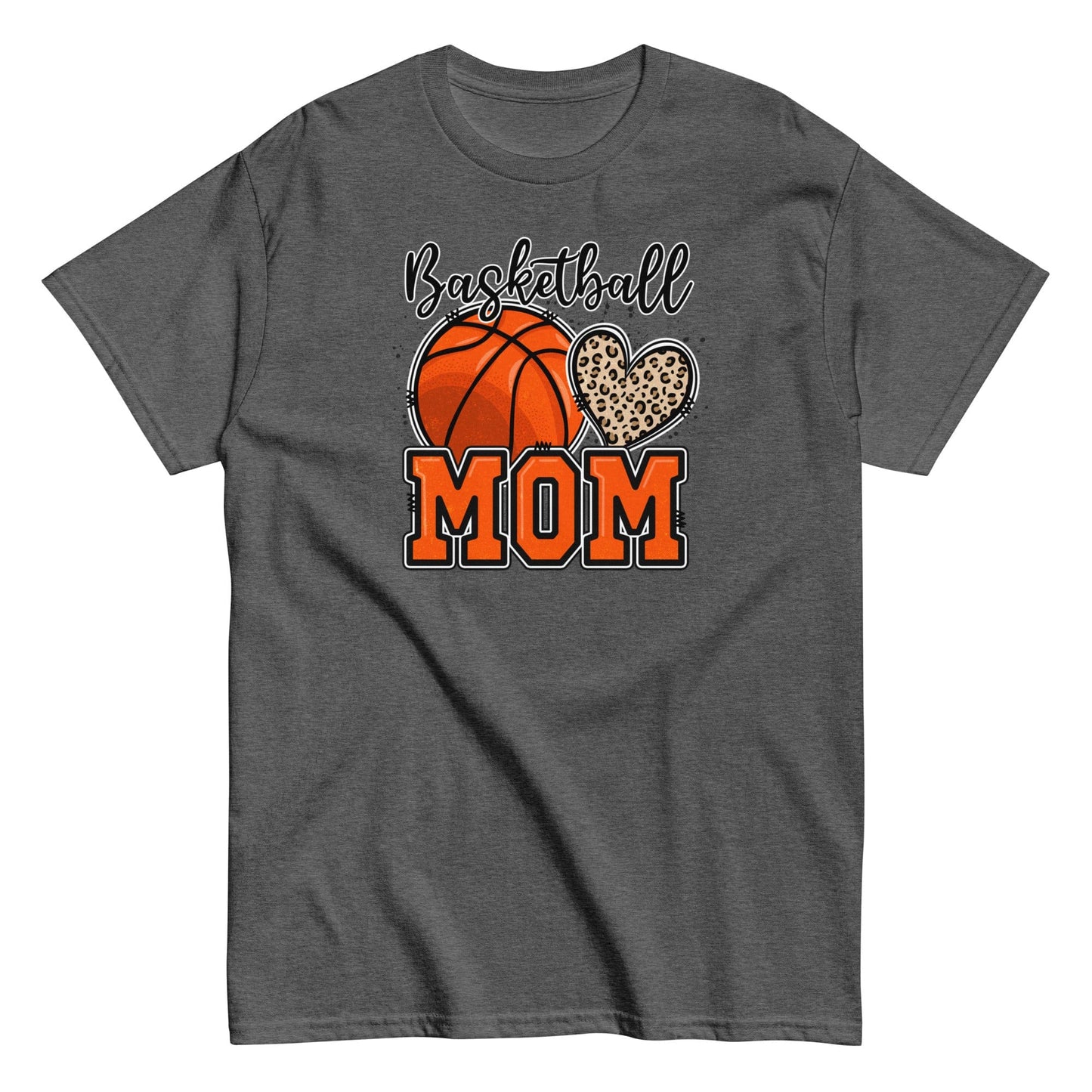 Basketball Mom Shirt with Leopard Heart Dark Heather / S Spirit Gear Collective T-Shirt