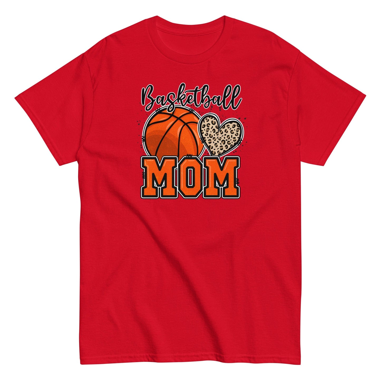 Basketball Mom Shirt with Leopard Heart Red / S Spirit Gear Collective T-Shirt