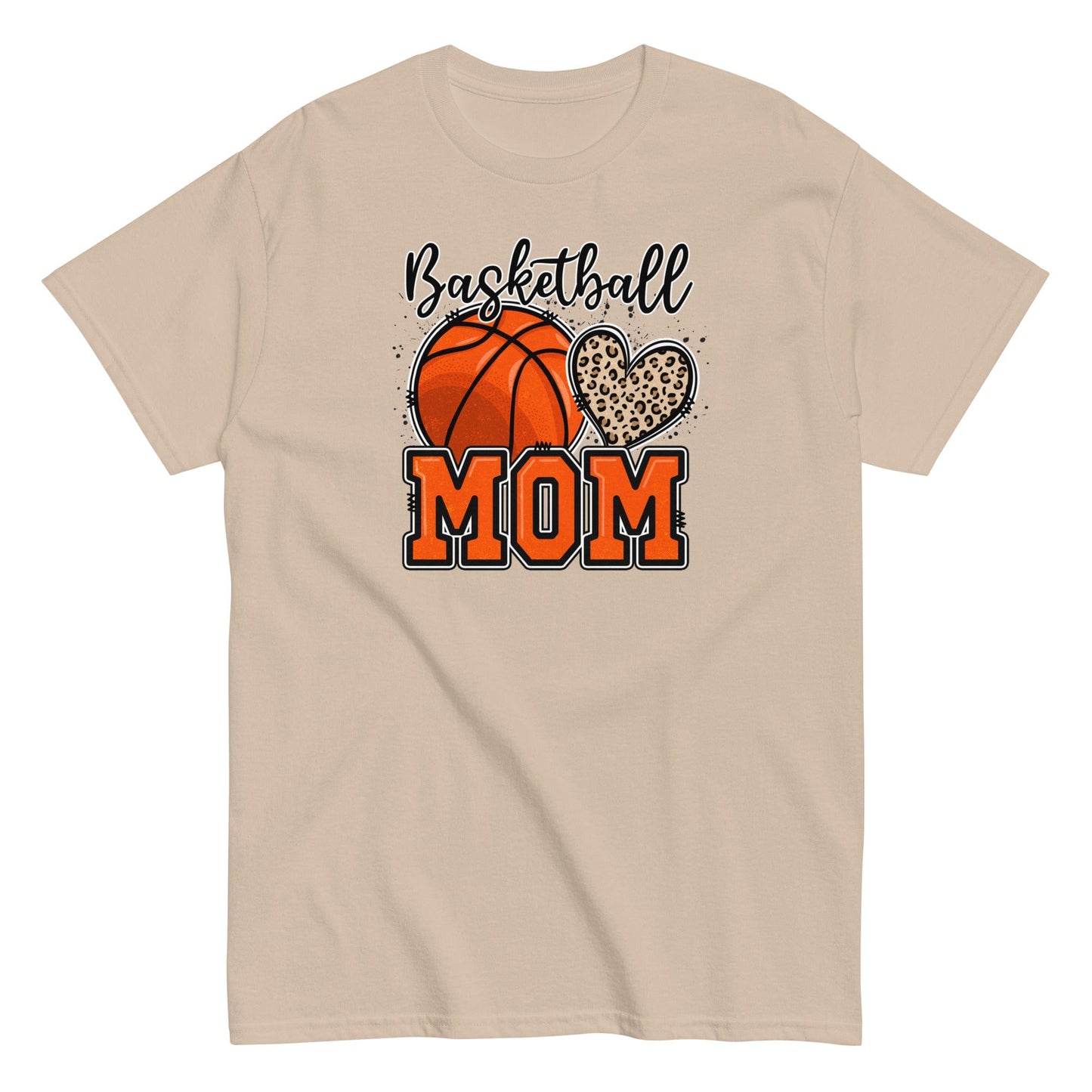 Basketball Mom Shirt with Leopard Heart Sand / S Spirit Gear Collective T-Shirt