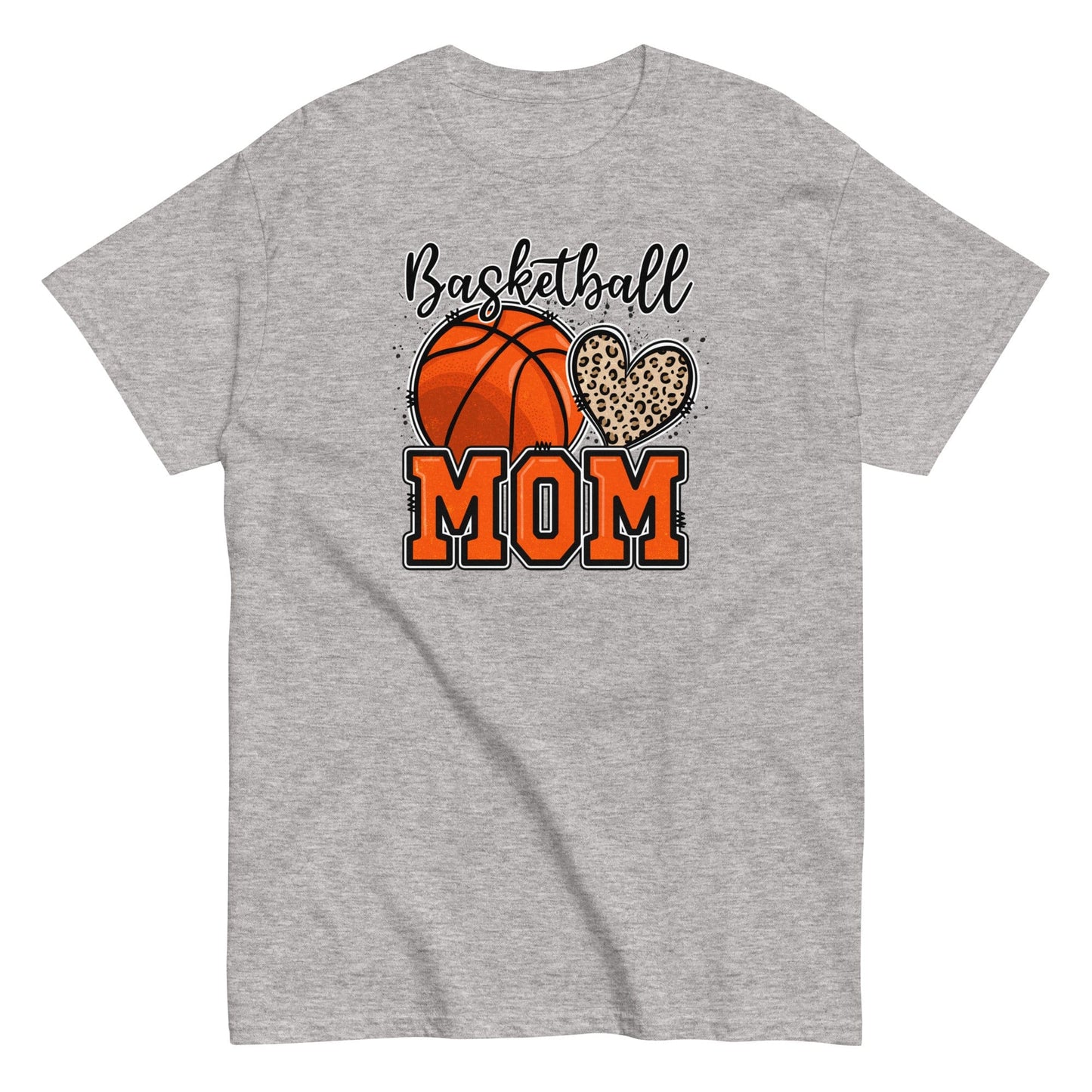 Basketball Mom Shirt with Leopard Heart Sport Grey / S Spirit Gear Collective T-Shirt