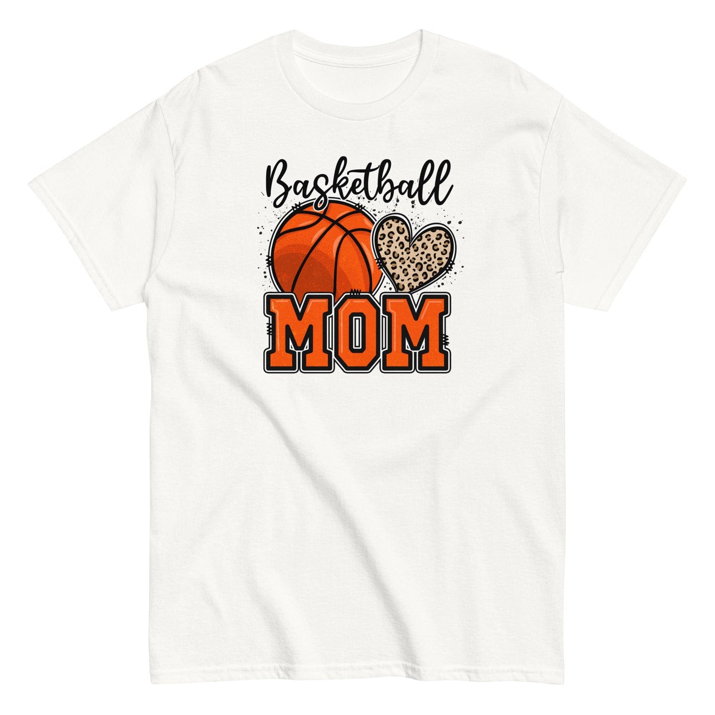 Basketball Mom Shirt with Leopard Heart White / S Spirit Gear Collective T-Shirt