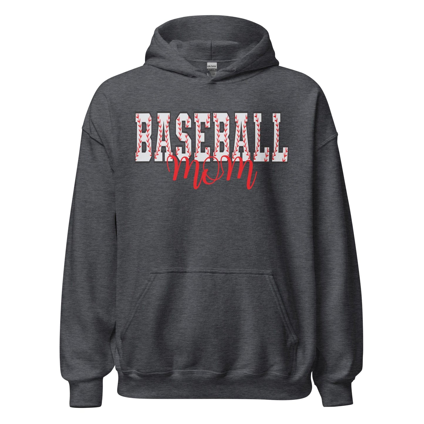 Bold Baseball Mom Hoodie – Baseball Block Letter Design Dark Heather / S Spirit Gear Collective Hoodie