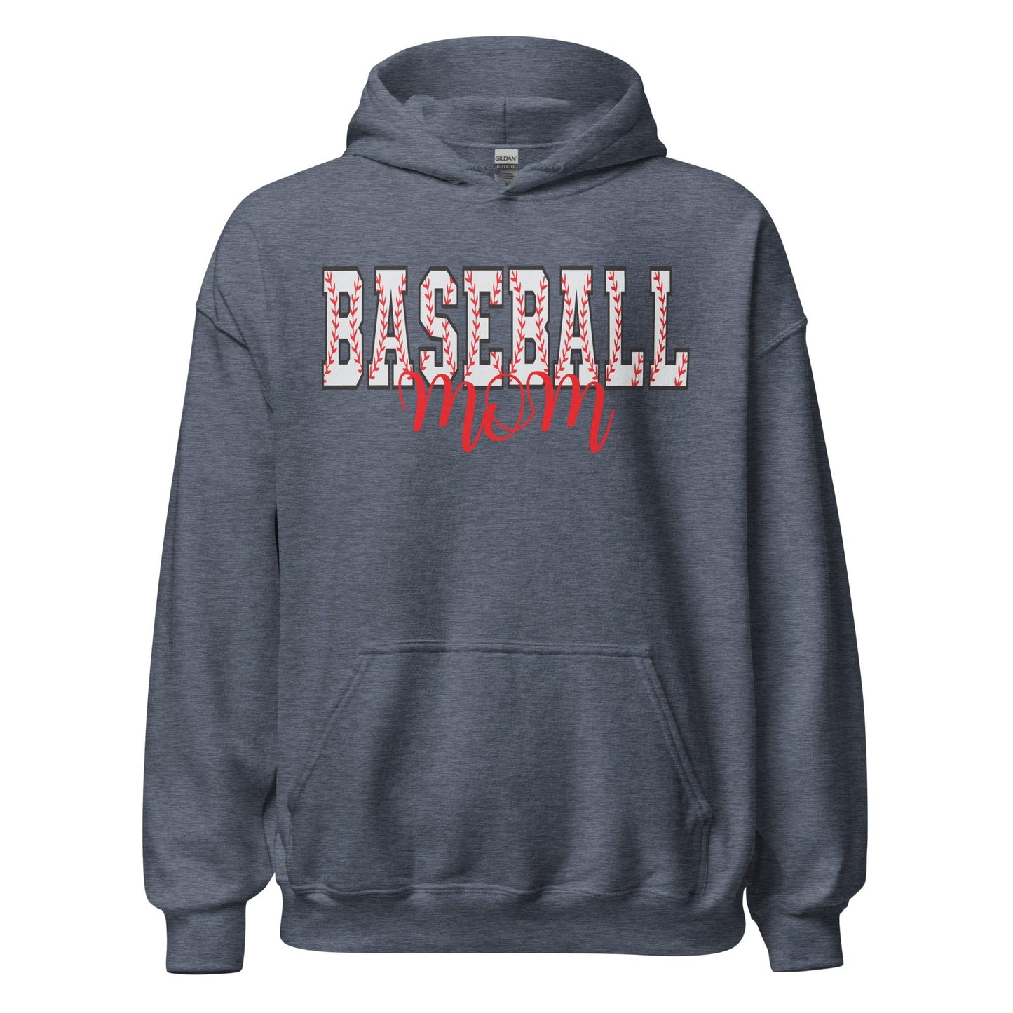 Bold Baseball Mom Hoodie – Baseball Block Letter Design Heather Sport Dark Navy / S Spirit Gear Collective Hoodie