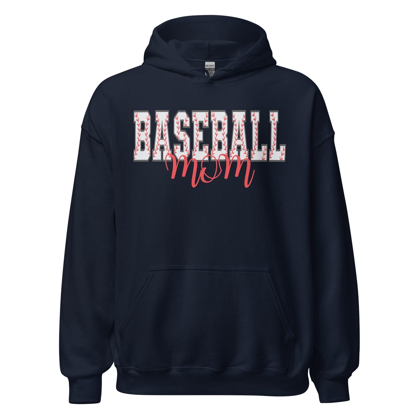 Bold Baseball Mom Hoodie – Baseball Block Letter Design Navy / S Spirit Gear Collective Hoodie