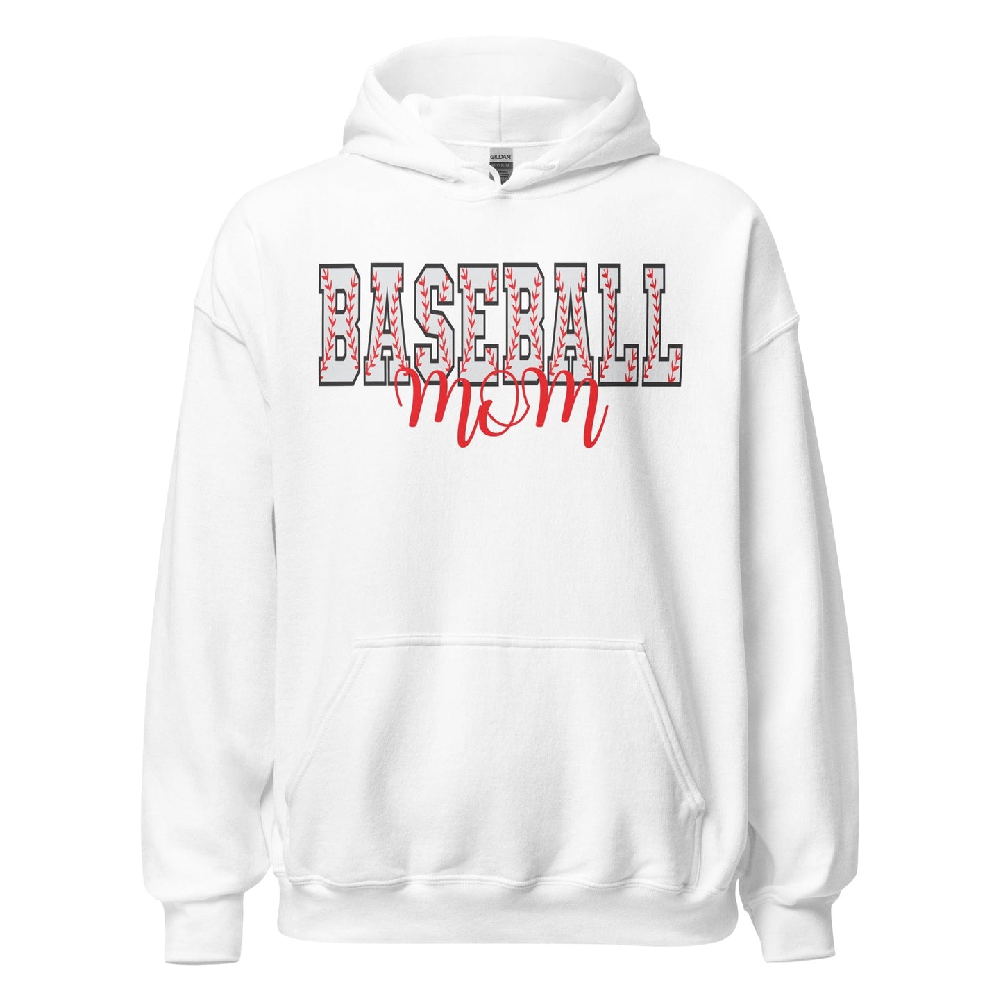 Bold Baseball Mom Hoodie – Baseball Block Letter Design White / S Spirit Gear Collective Hoodie