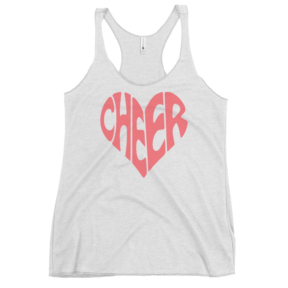 Cheer Heart Tank Top – Cute Cheerleading Heart Design Racerback Heather White / XS Spirit Gear Collective tank top