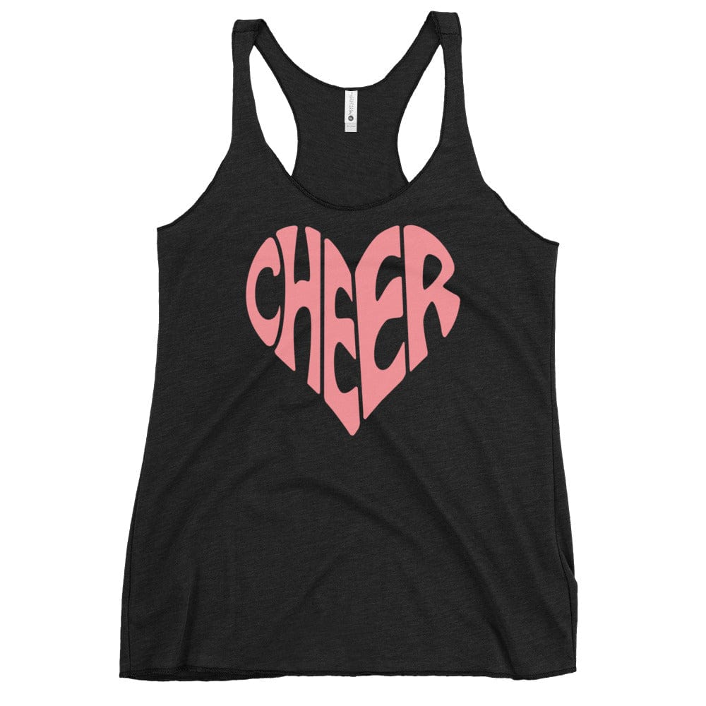 Cheer Heart Tank Top – Cute Cheerleading Heart Design Racerback Vintage Black / XS Spirit Gear Collective tank top