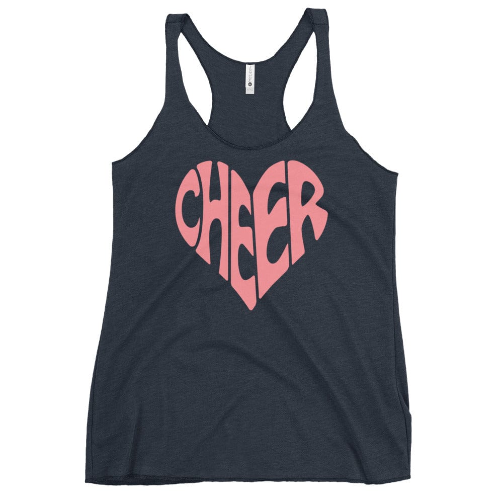 Cheer Heart Tank Top – Cute Cheerleading Heart Design Racerback Vintage Navy / XS Spirit Gear Collective tank top